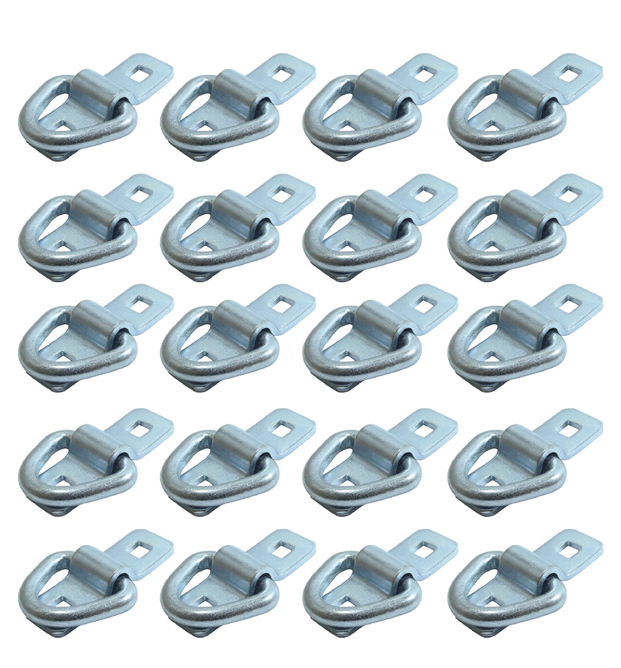 Boxer Tools Pack of 20 Heavy Duty Tie-Down D-Ring, 3/8” Forged Lashing D-Ring Anchors with Mounting Brackets (6,000 lbs Breaking Strength) for Loads on Flatbed, Truck, Trailer, Dock