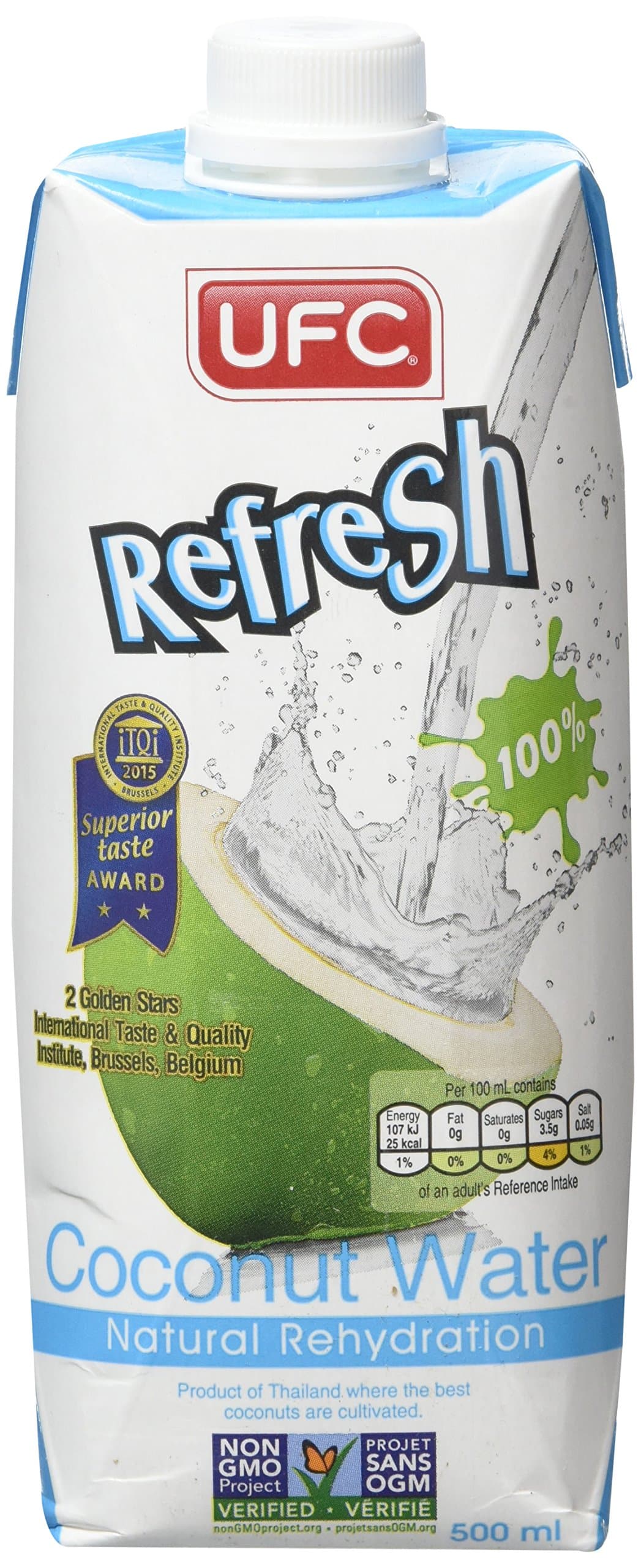 UFC Refresh 100% Natural Coconut Water (500 mL - 12 Pack)
