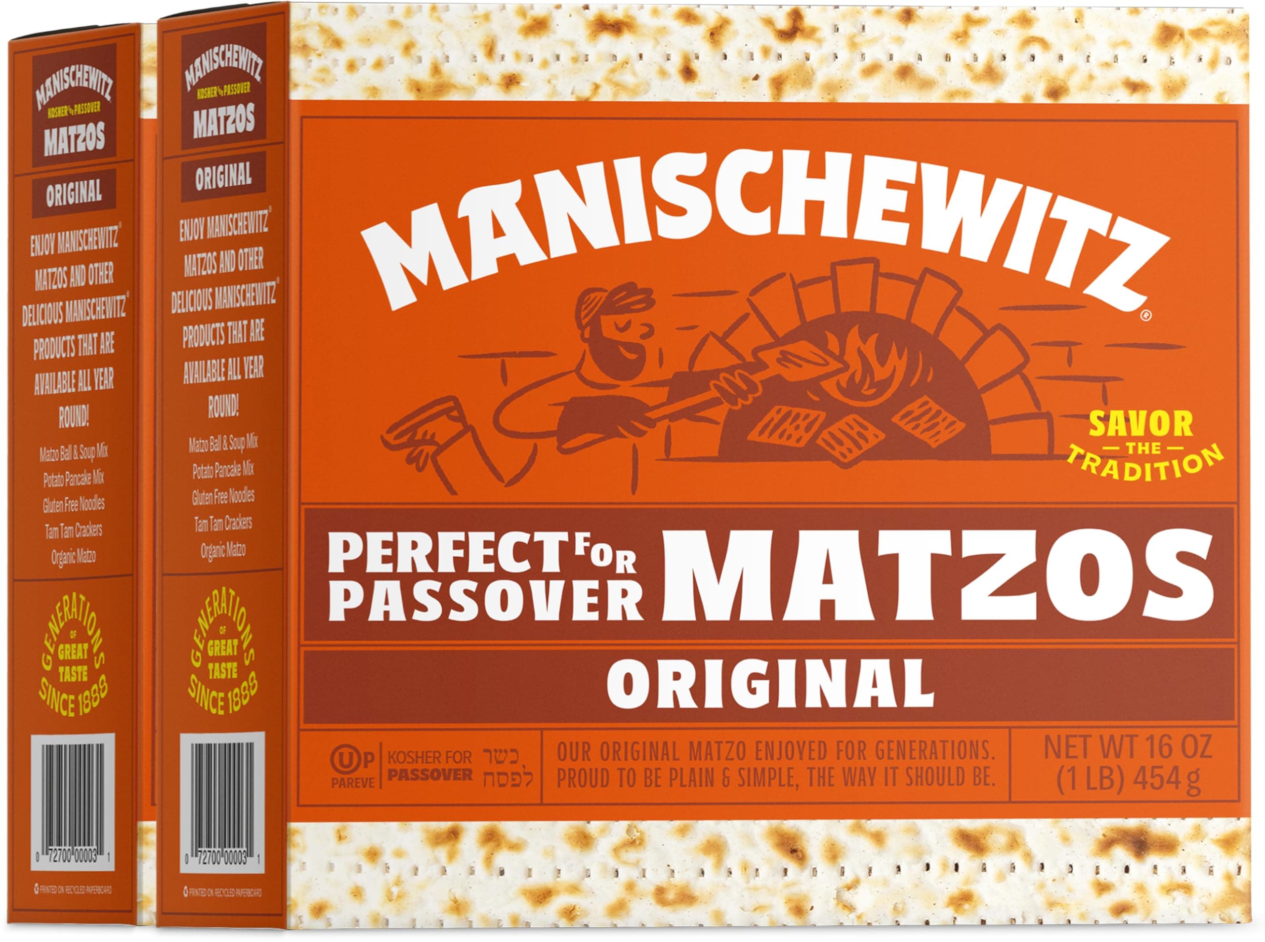 Passover Matzos Crackers, Fresh and Crispy Matzah. (2 Pack) Total 2 Lbs.