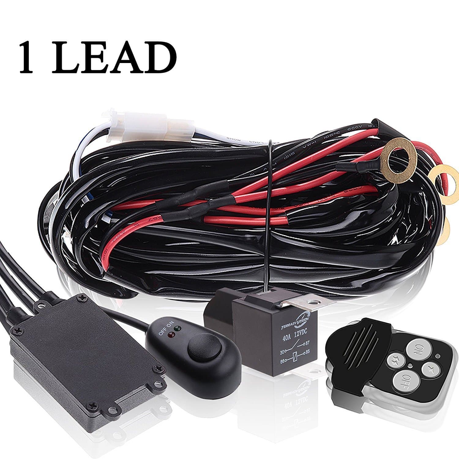 UNI FILTER 2"-54" Offroad Led Work Light Bar Fog Light Heavy Duty Wirless Remote Wiring Harness Kit Fuse Relay On/Off Switch 1 Lead for Tractor Toyota 4 Wheeler Cherokee SUV Jeep Wrangler Jk Kia UTV