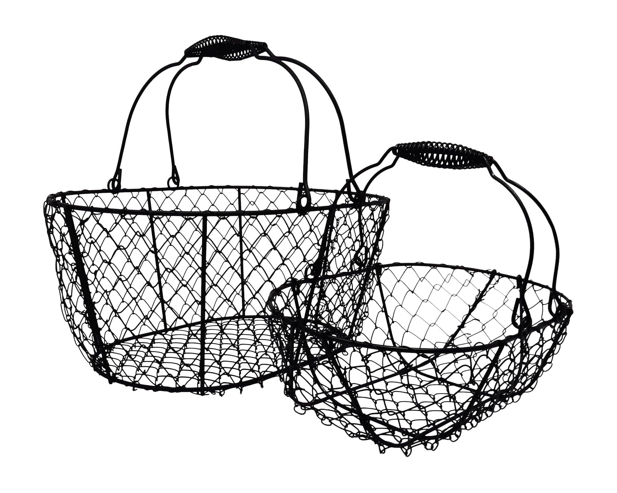 Wire Egg Baskets, Chicken Egg Collecting Basket, Vintage Black"Jack & Liam" set by EggBaskets