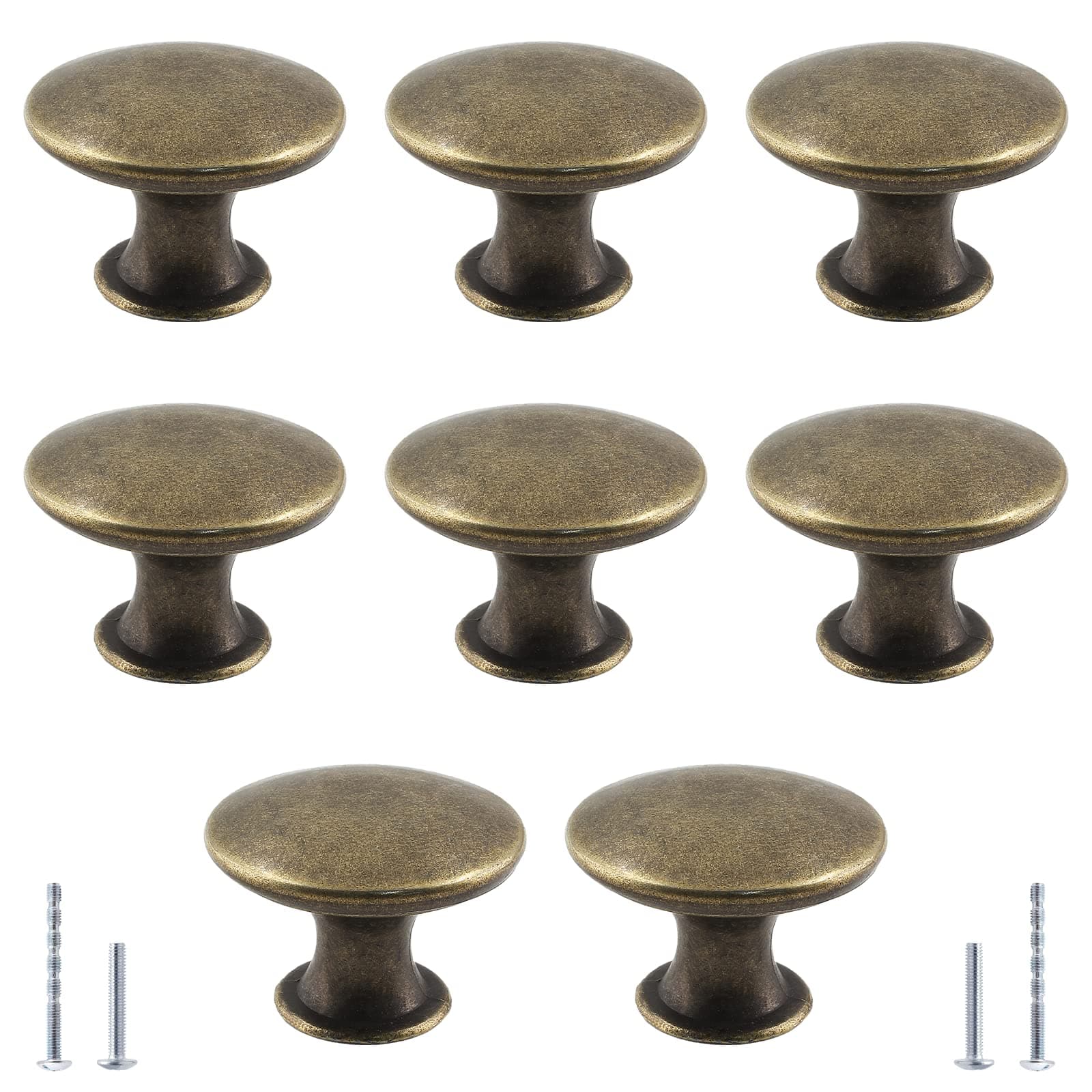 8Pcs Antique Bronze Kitchen Cabinet Knobs Handle Pulls, 30mm Vintage Round Drawer Knob Pulls for Dresser, Cupboard, Bathroom
