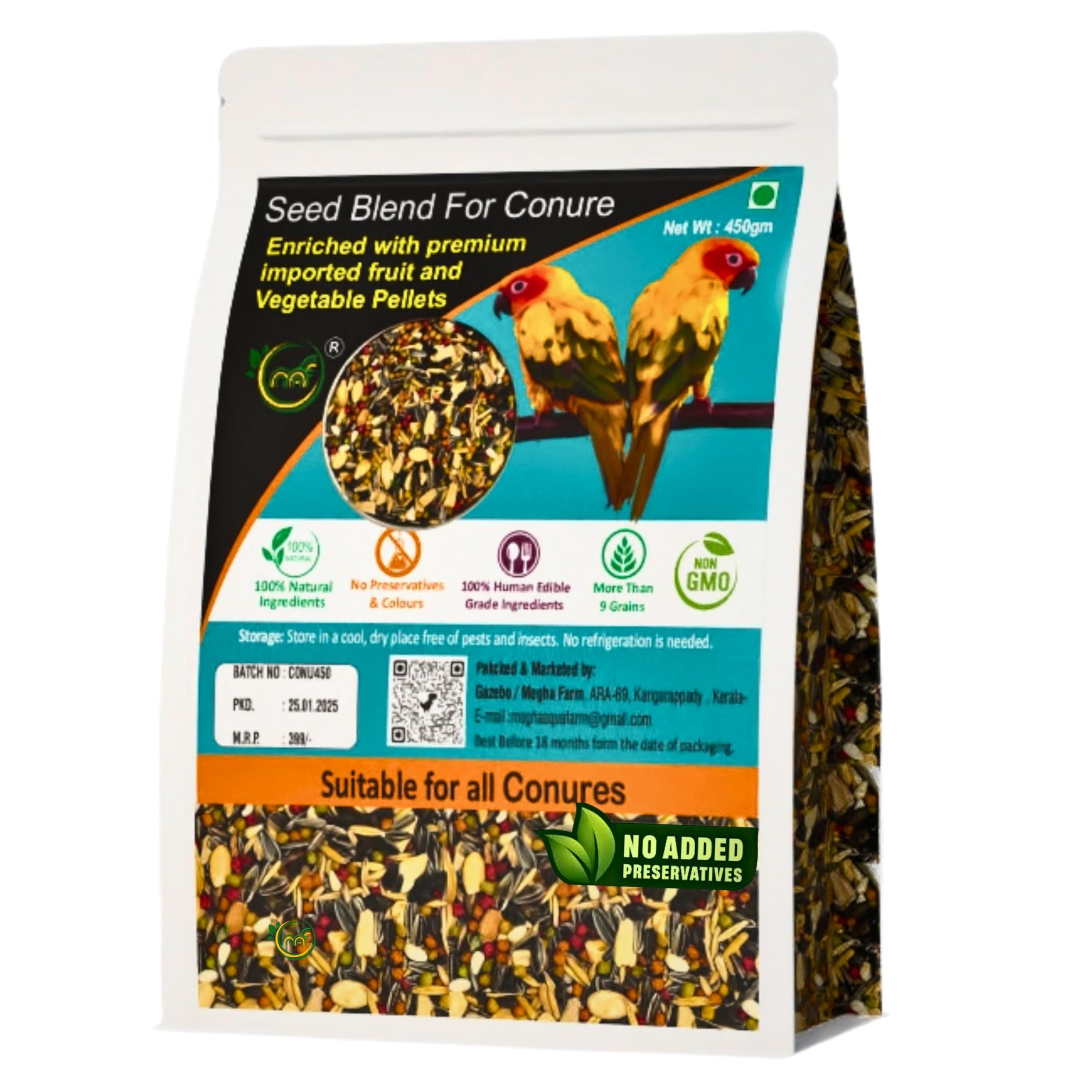Bird Feed for Parrots 2 Kg Pack,Exotic Seed Blend of 22 Variety Seeds, Nuts Enriched with Premium Fruit and Vegetable Pellet for All Types of Conures,African Grey, Amazon, eclectus,Lovebirds