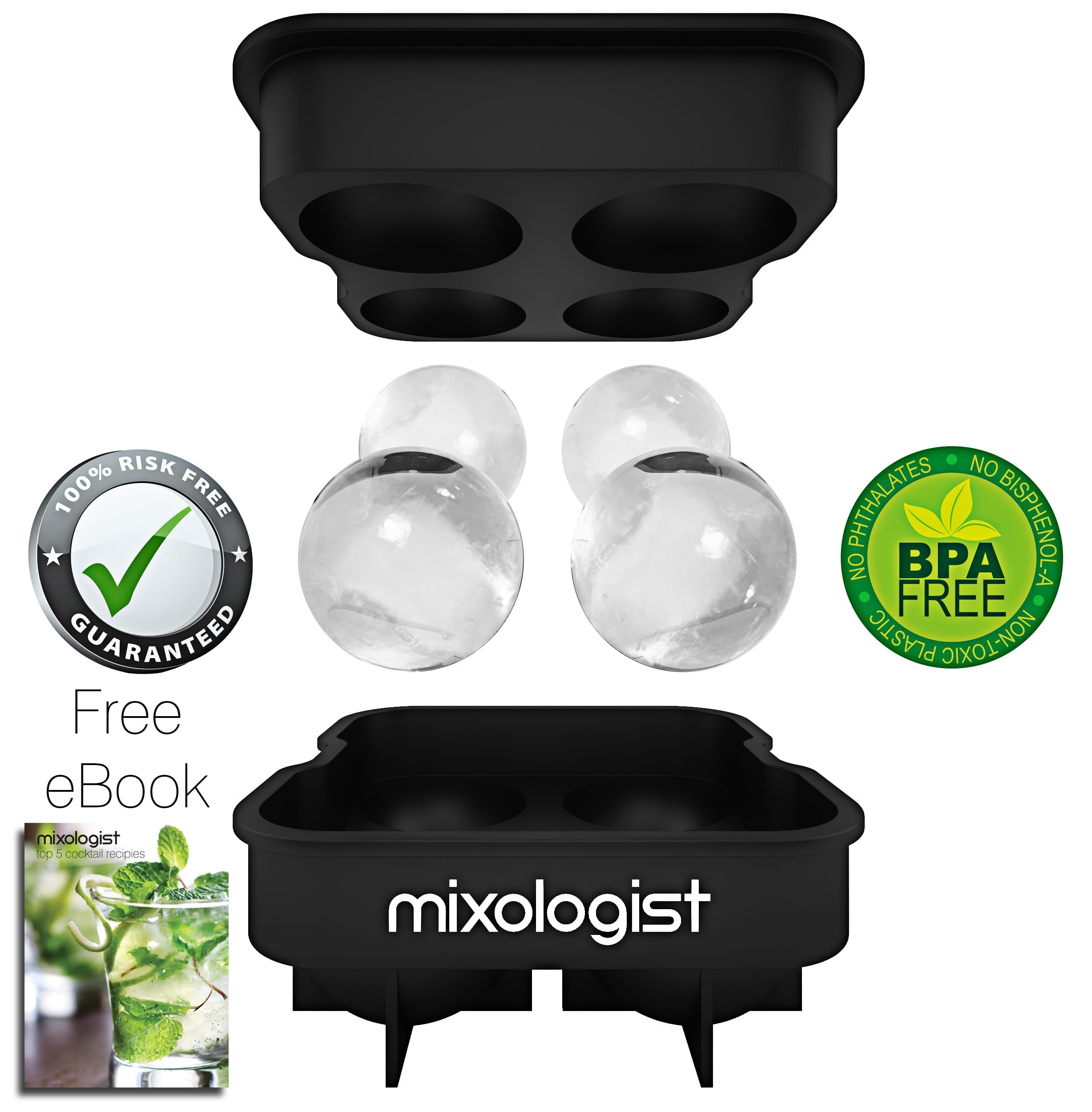 Mixologist Ice Ball Mold / Maker - 2 Inch Large Ice Sphere Tray and Lid