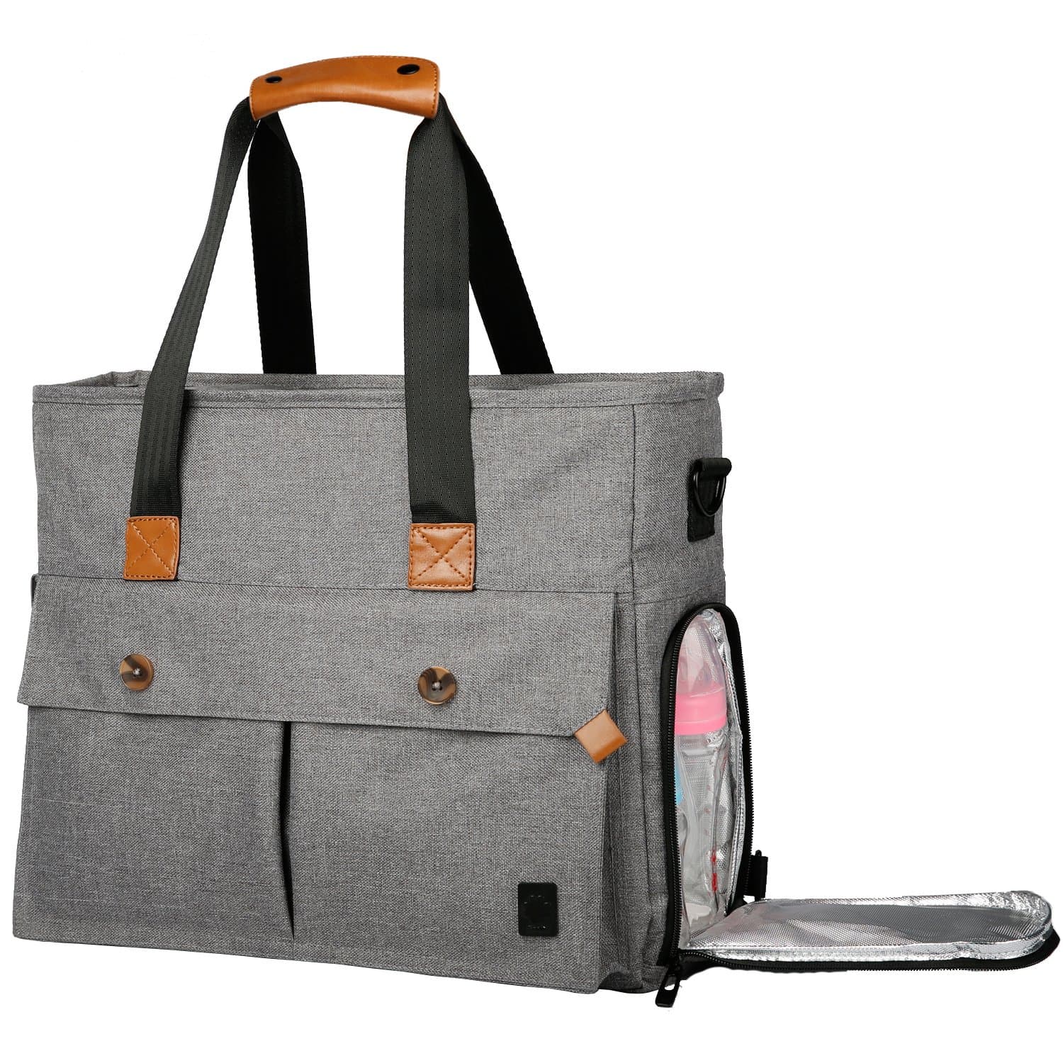 Ferlin Large Capacity Baby Diaper Bag Backpack Organizer with Stroller Straps and Changing Pad for Mom & Dad (Grey-0729)