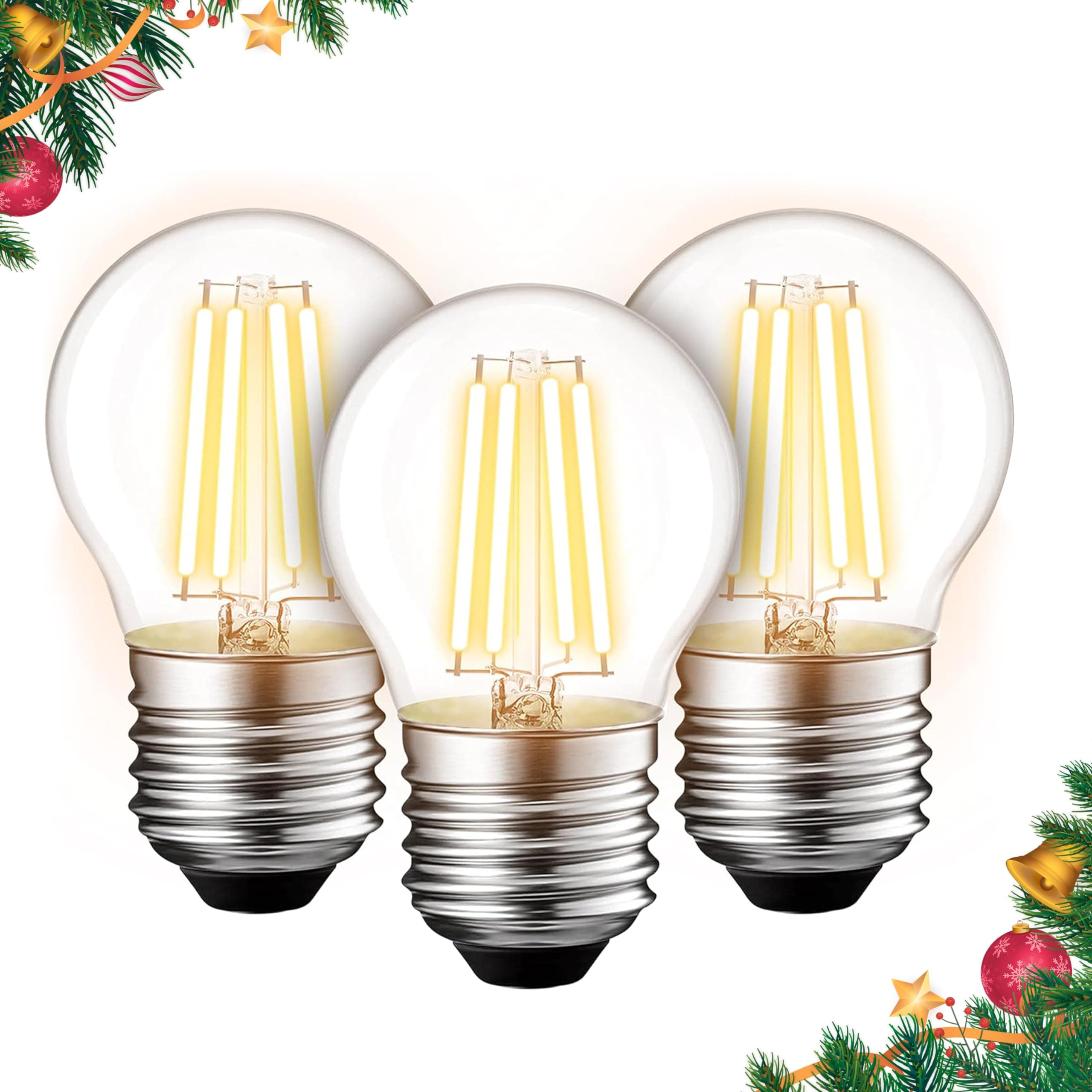 BlueStars G45 E26 Edison Style LED Light Bulb 120V 5W (60 Watt Equivalent) High Output Warm White Light 2700K 550lm, LED Filament Bulb for Home Pendant Antique Light Fixtures - Pack of 3