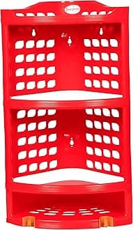 Surprise® Multi Purpose Plastic Corner Rack – Stylish Storage Shelf for Kitchen/Living Room/Bathroom RED