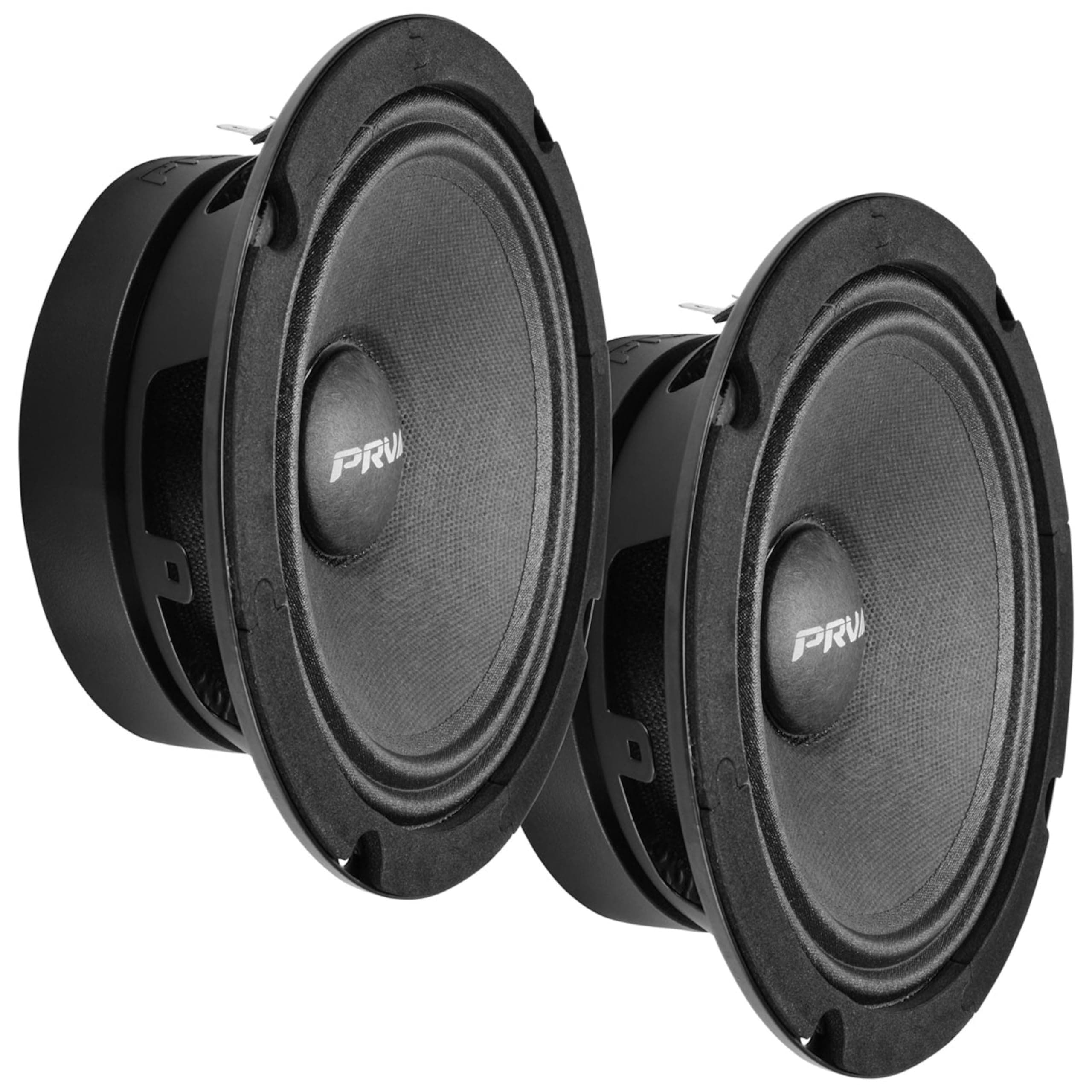 PRV AUDIO 6.5 Midrange Speakers Pair 6MR200A-4, 200 Watts, 4 Ohm Shallow Mount Car Audio Slim Speaker, 1.5 in Voice Coil, Compact for Doors (2 Speakers)