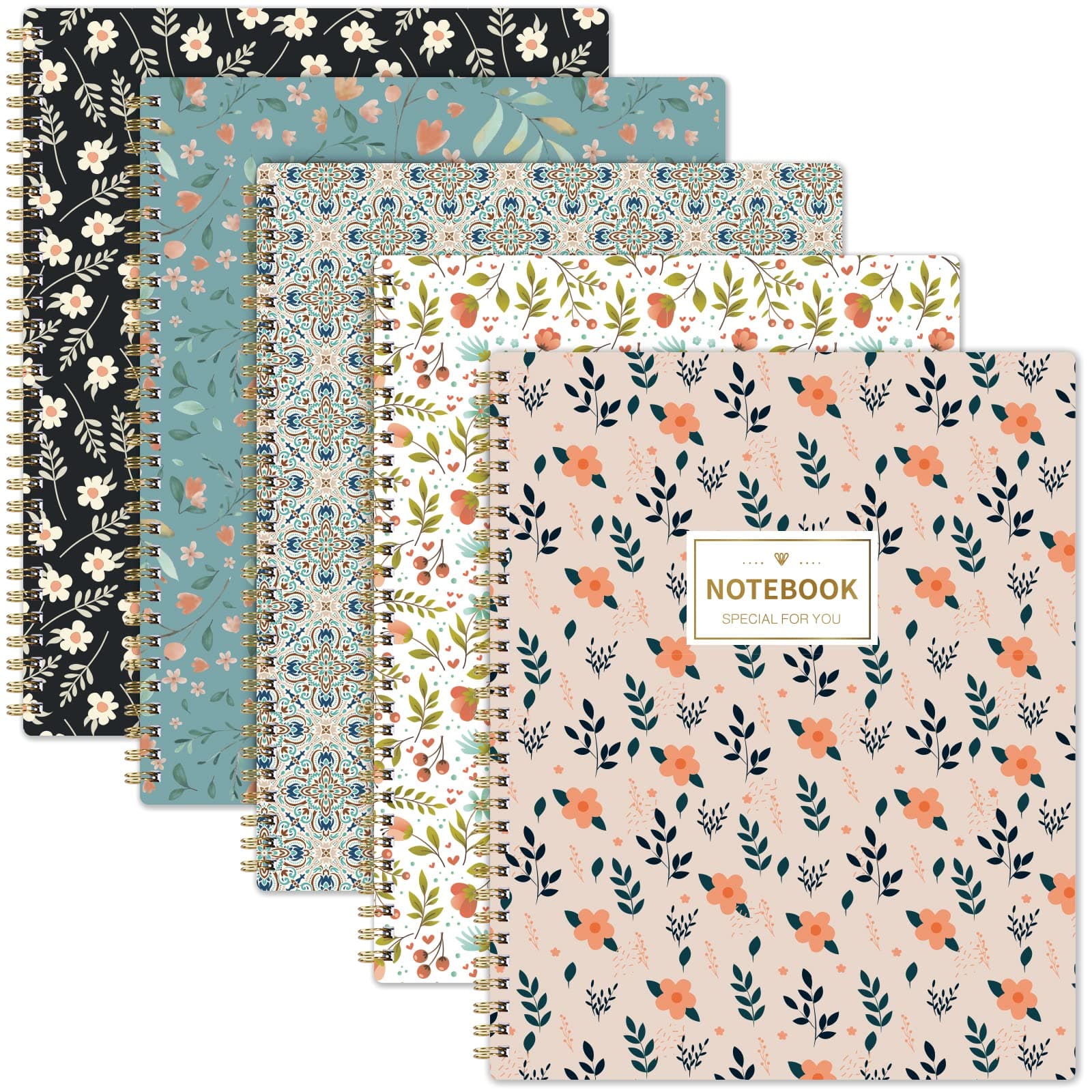 – Notebook A4 - A4 Notebook Journal, Notebook with Elegant Cover, 29.6 X 23 cm, Easily Tear Off, Pack of 5