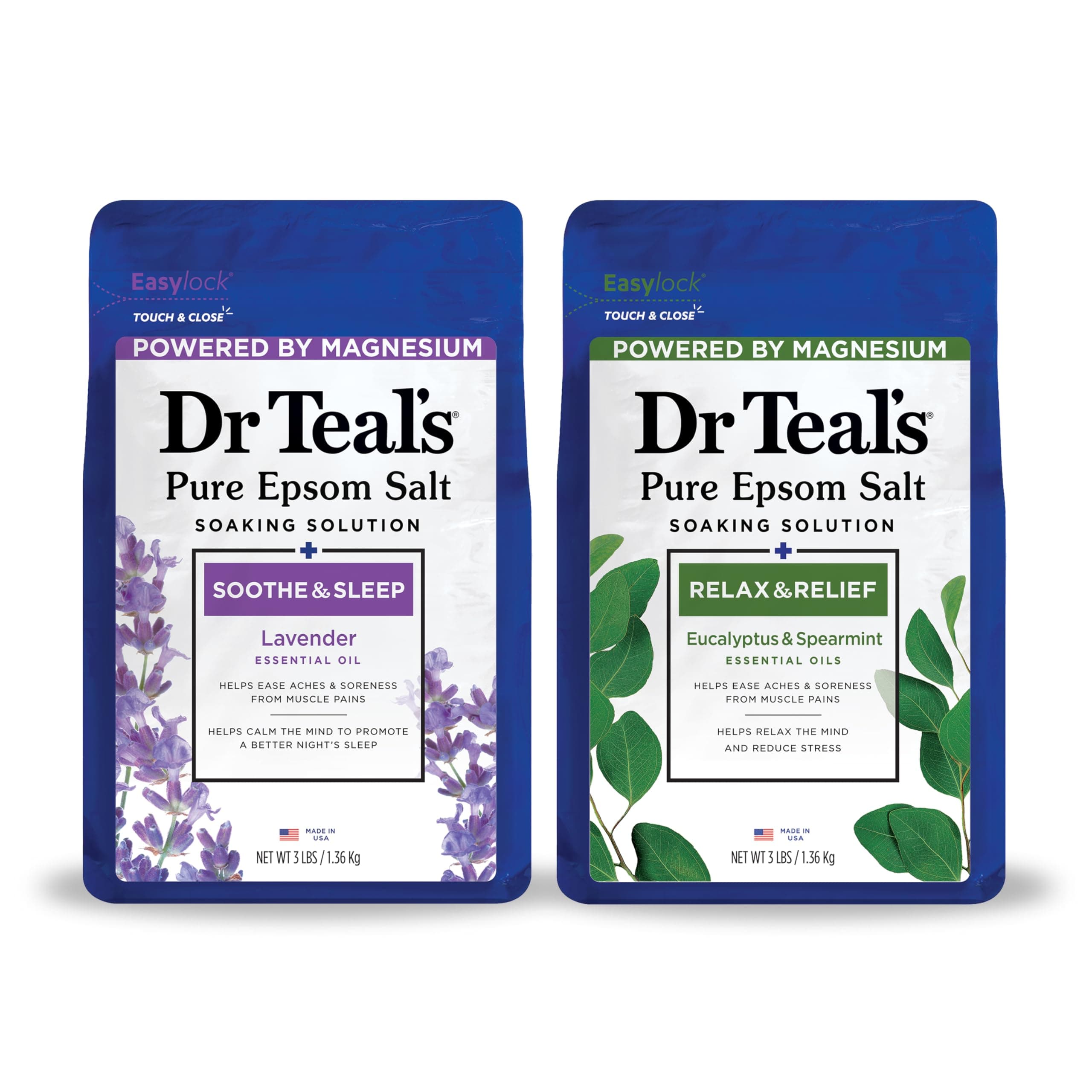 Pure Epsom Salt, Lavender & Eucalyptus Duo Bundle, 3 lbs (Pack of 2)
