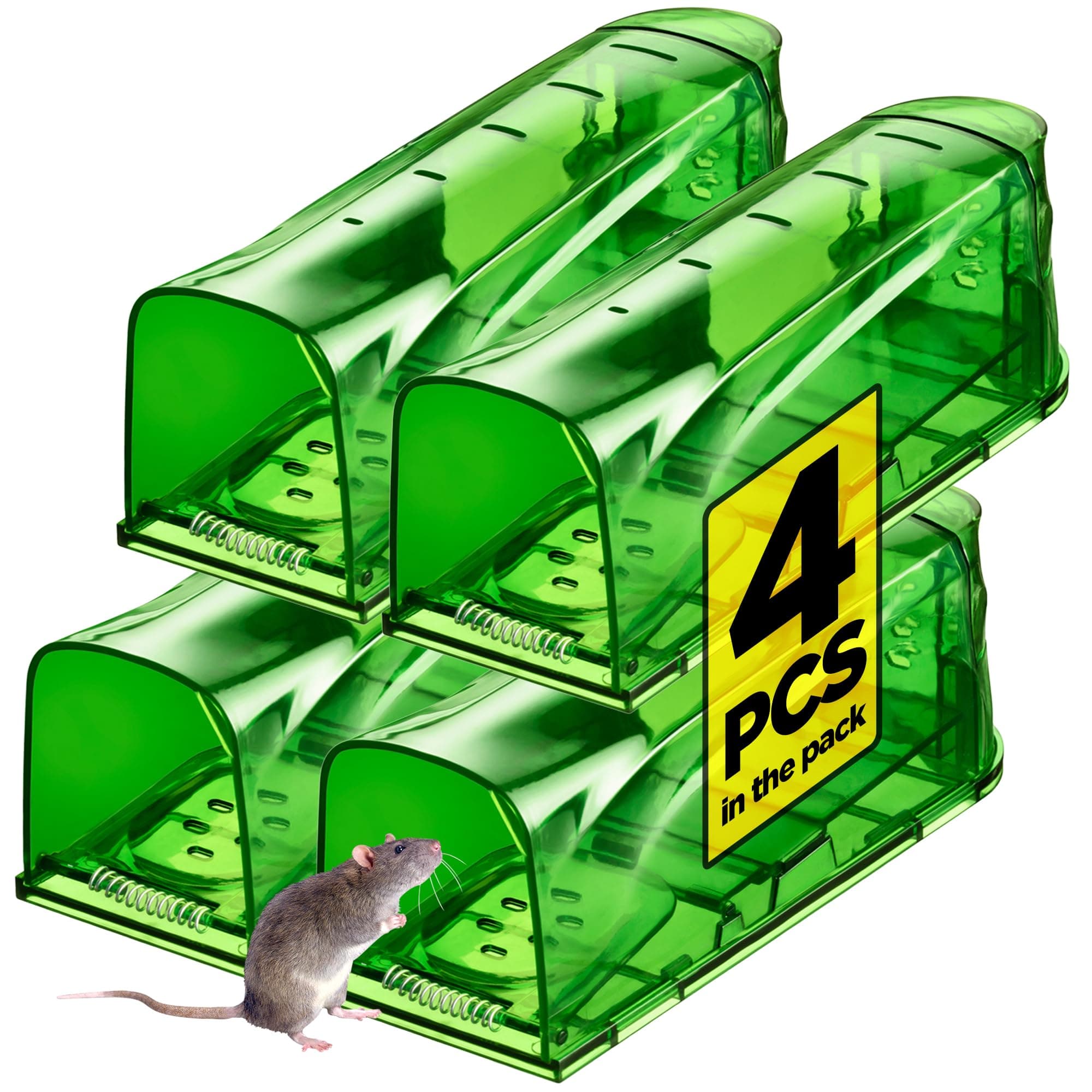 Trazon Humane Mouse Traps Catch and Release That Work Mouse Traps No Kill Live Reusable for House Garage Outside Small Mice Multiple Mice - 4 Pack