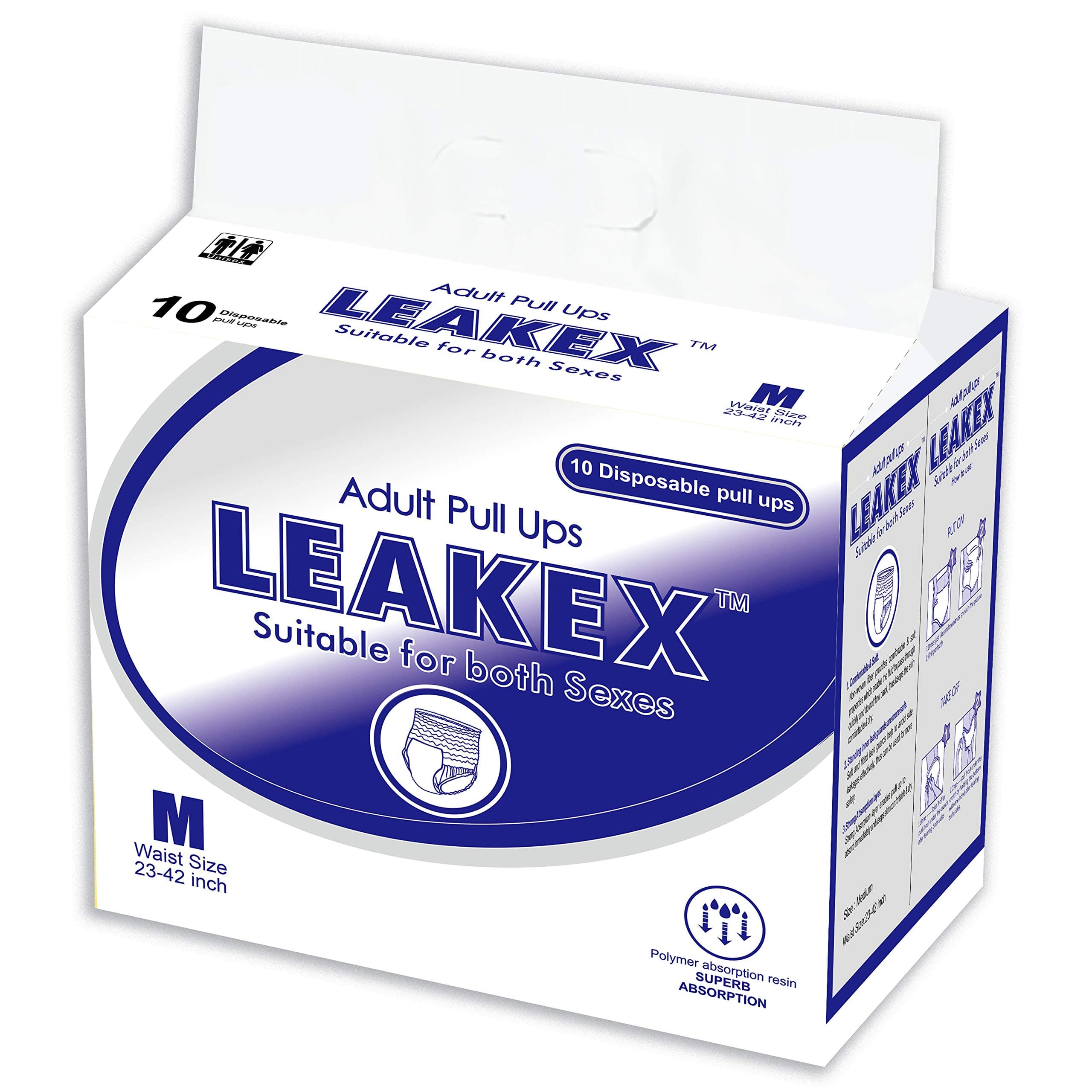 Leakex Protective Underwear for Men and Women Disposable Pullups (Pack Of 10) (pullup M)