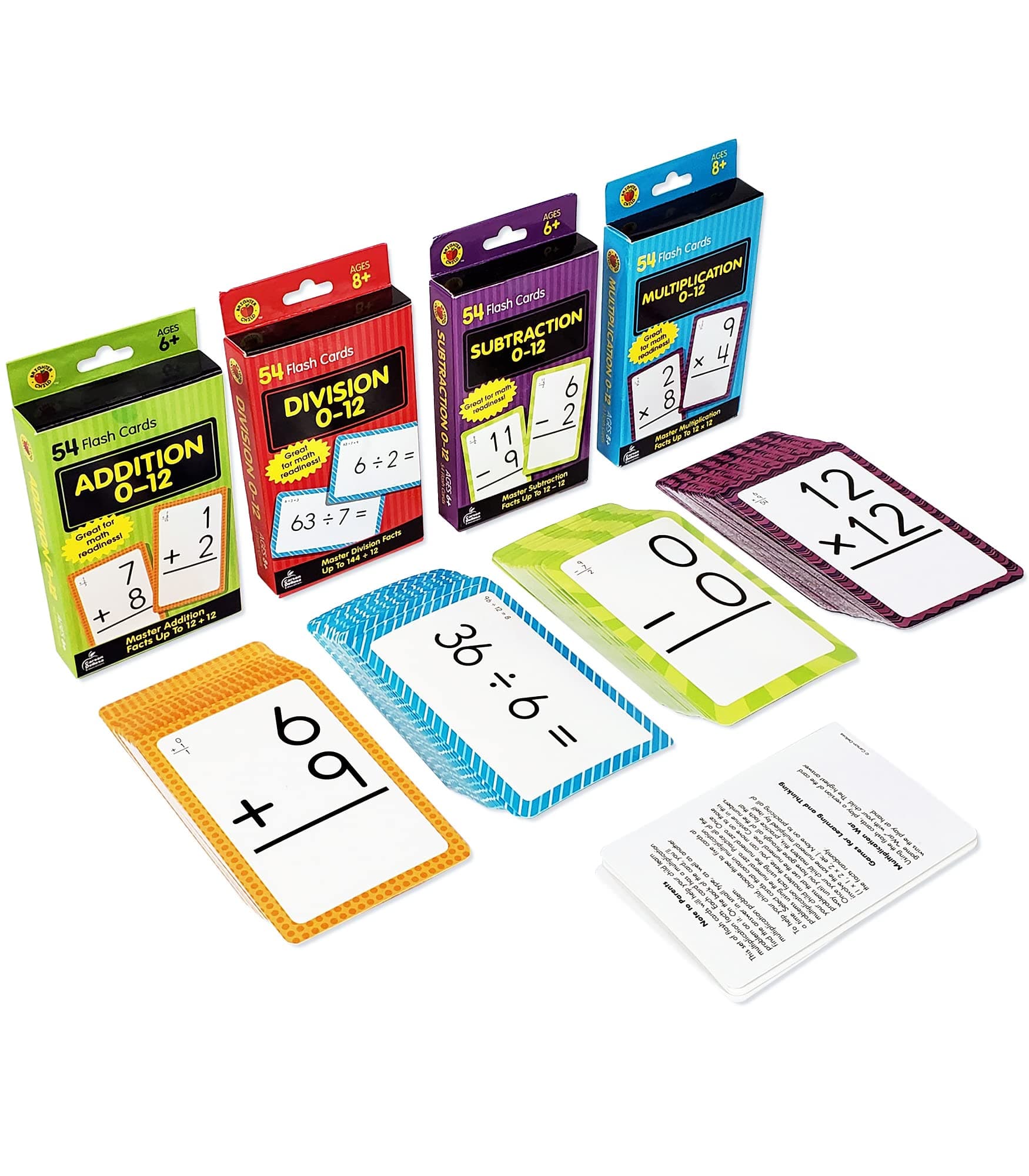 Carson Dellosa 4-Pack Math Flash Cards for Kids