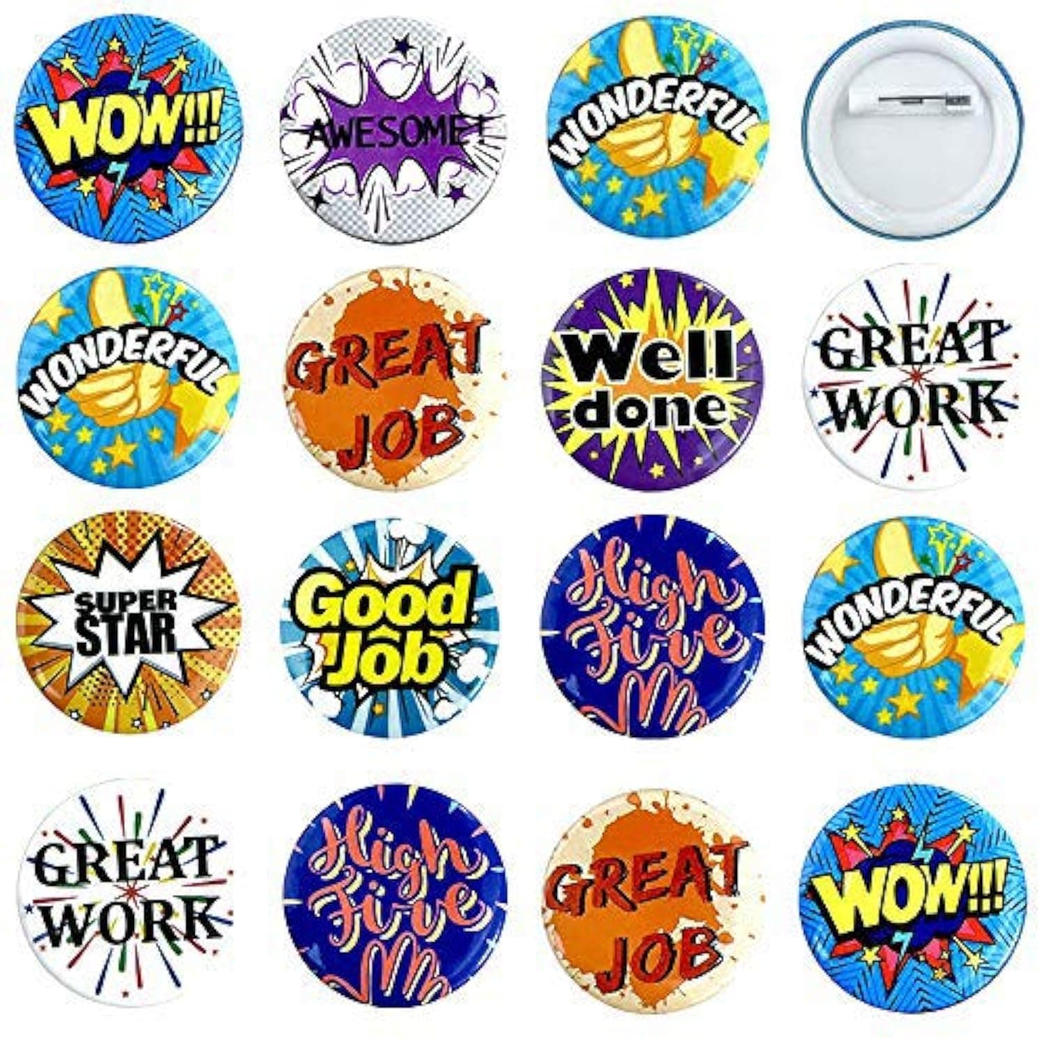 9 Style 90 PCS Reward Button Pins Recognition Button Round Pins as Incentive Motivation Awards for Kids or Workers