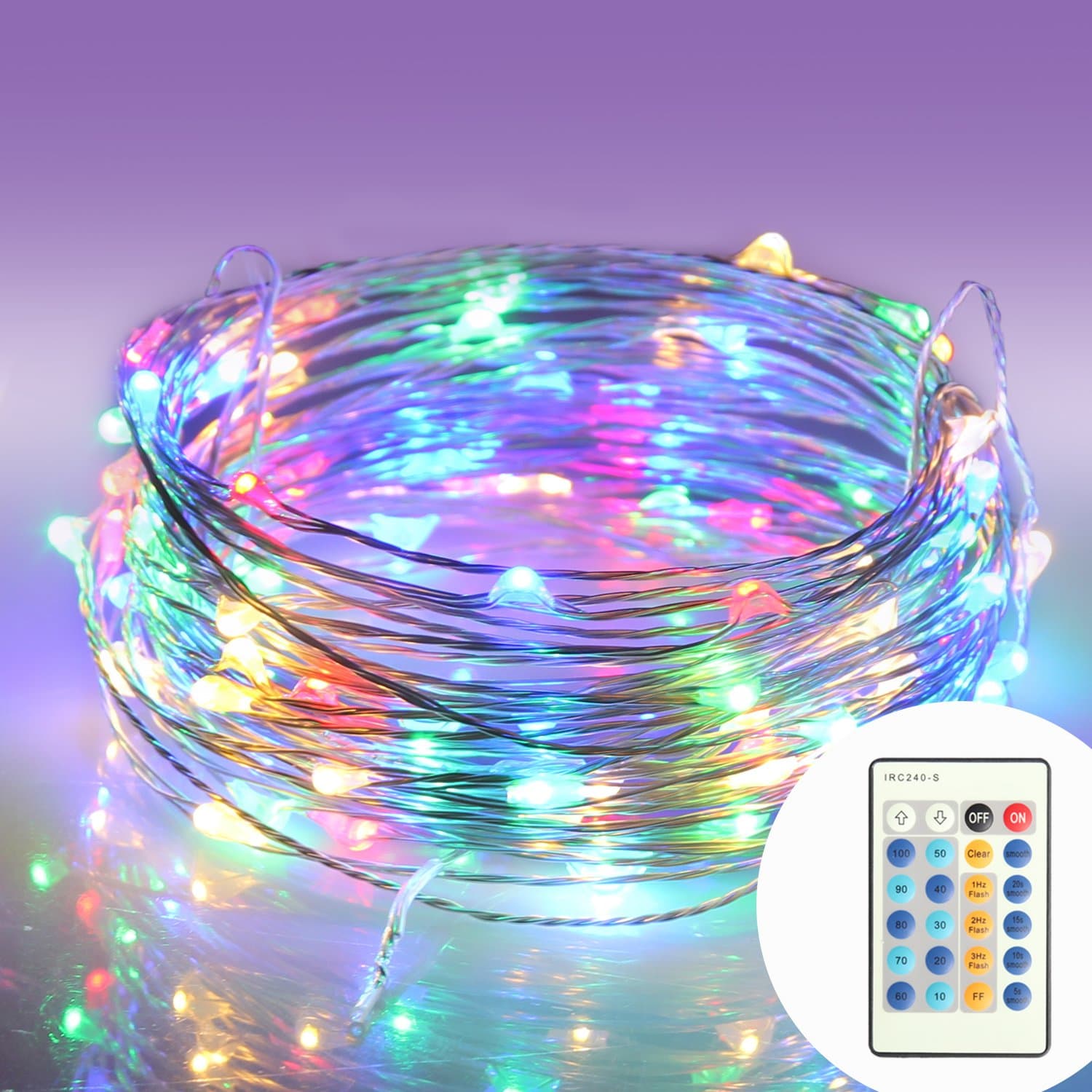 moniko String Lights with Remote Copper Wire Lights Indoor or Outdoor Christmas Lights for Bedroom Garden Patio Wedding Christmas Tree Party Waterproof 100 LEDs 33 ft with Power Adapter (Colorful)