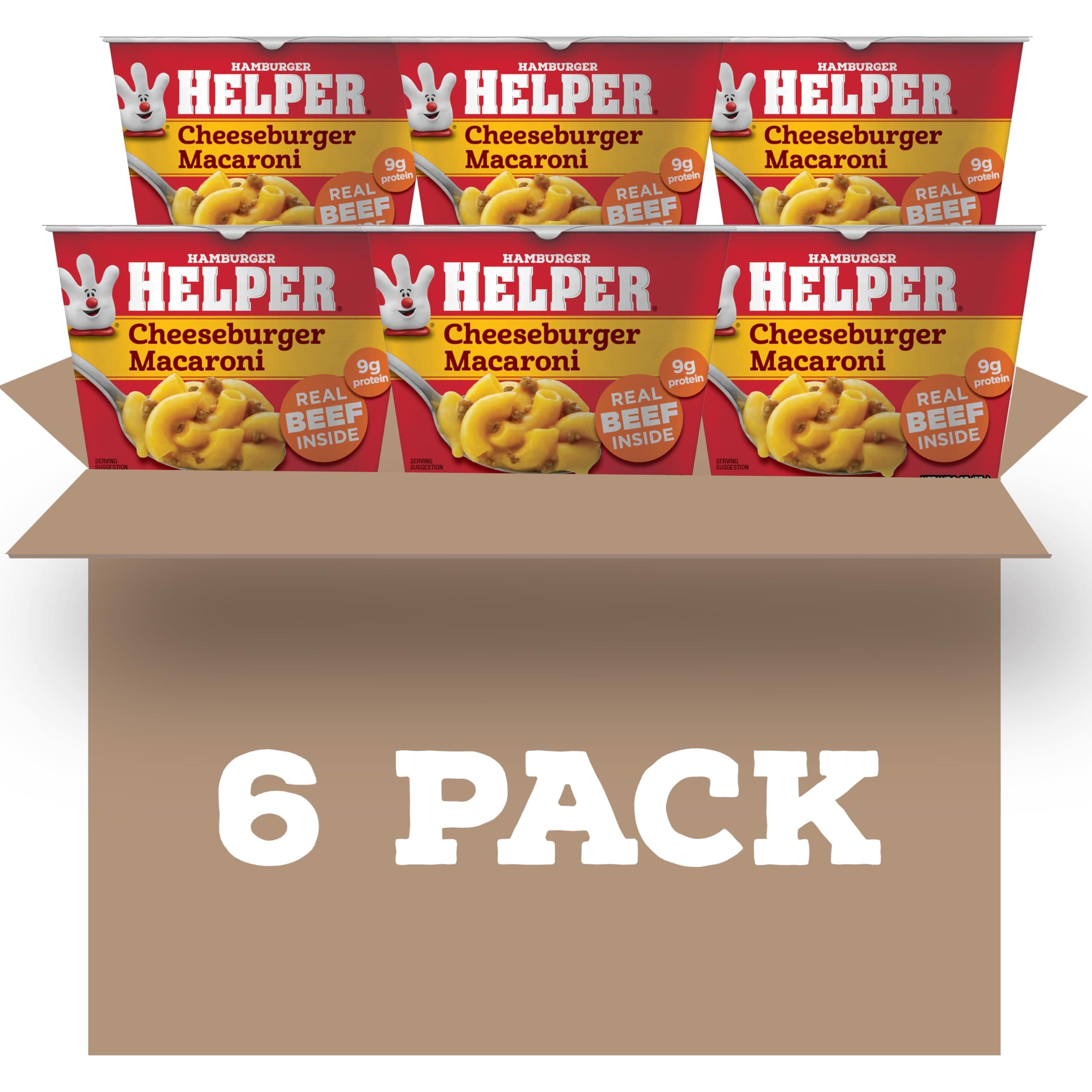 Hamburger Helper Cheeseburger Macaroni Microwave Cup (2 oz - 6 Pack) No Artificial Flavors, Ready in 4 Minutes, Quick Meals for Midweek Dinners, Busy Evenings & Families On-the-Go