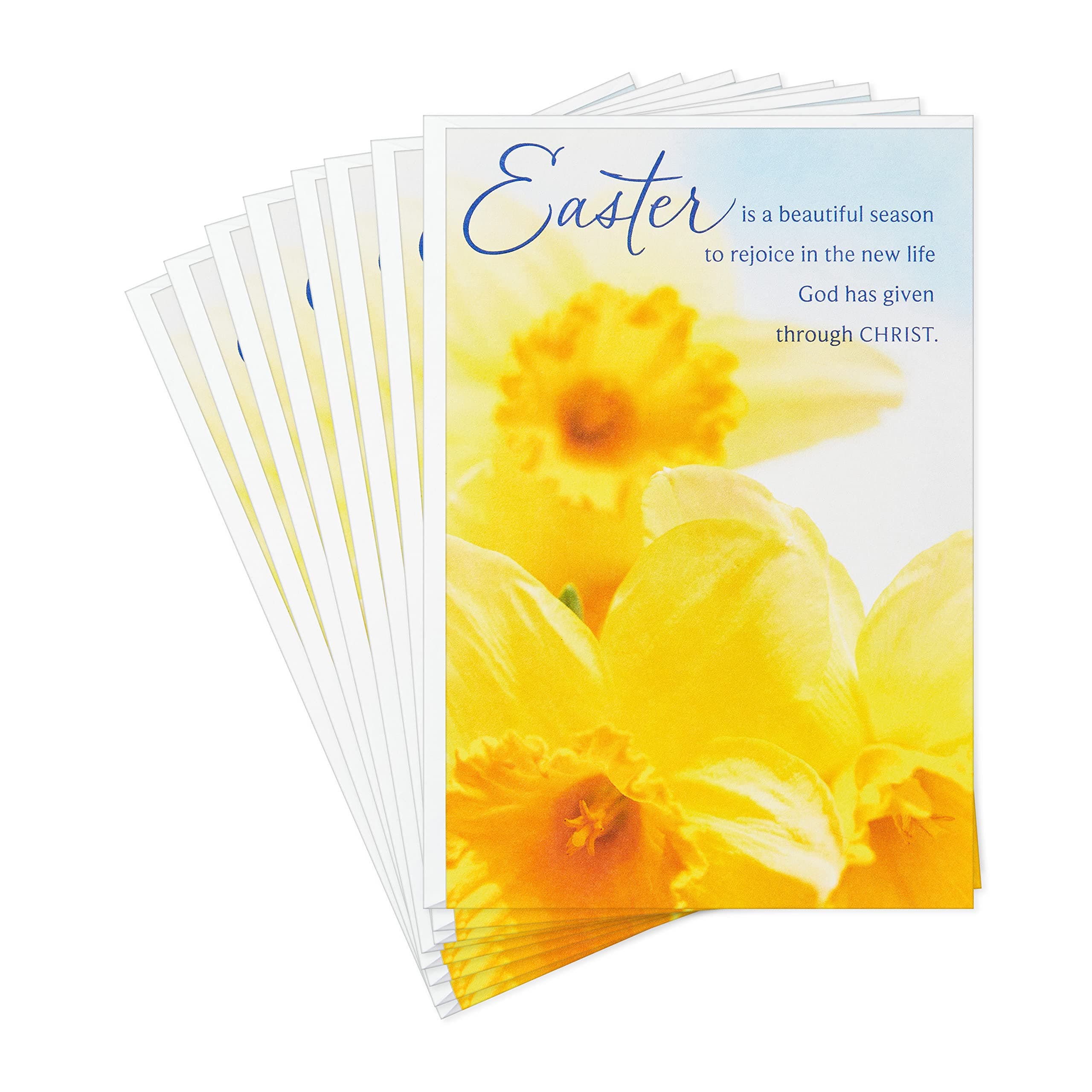 DaySpring Religious Easter Cards Pack, Daffodils (8 Cards with Envelopes)