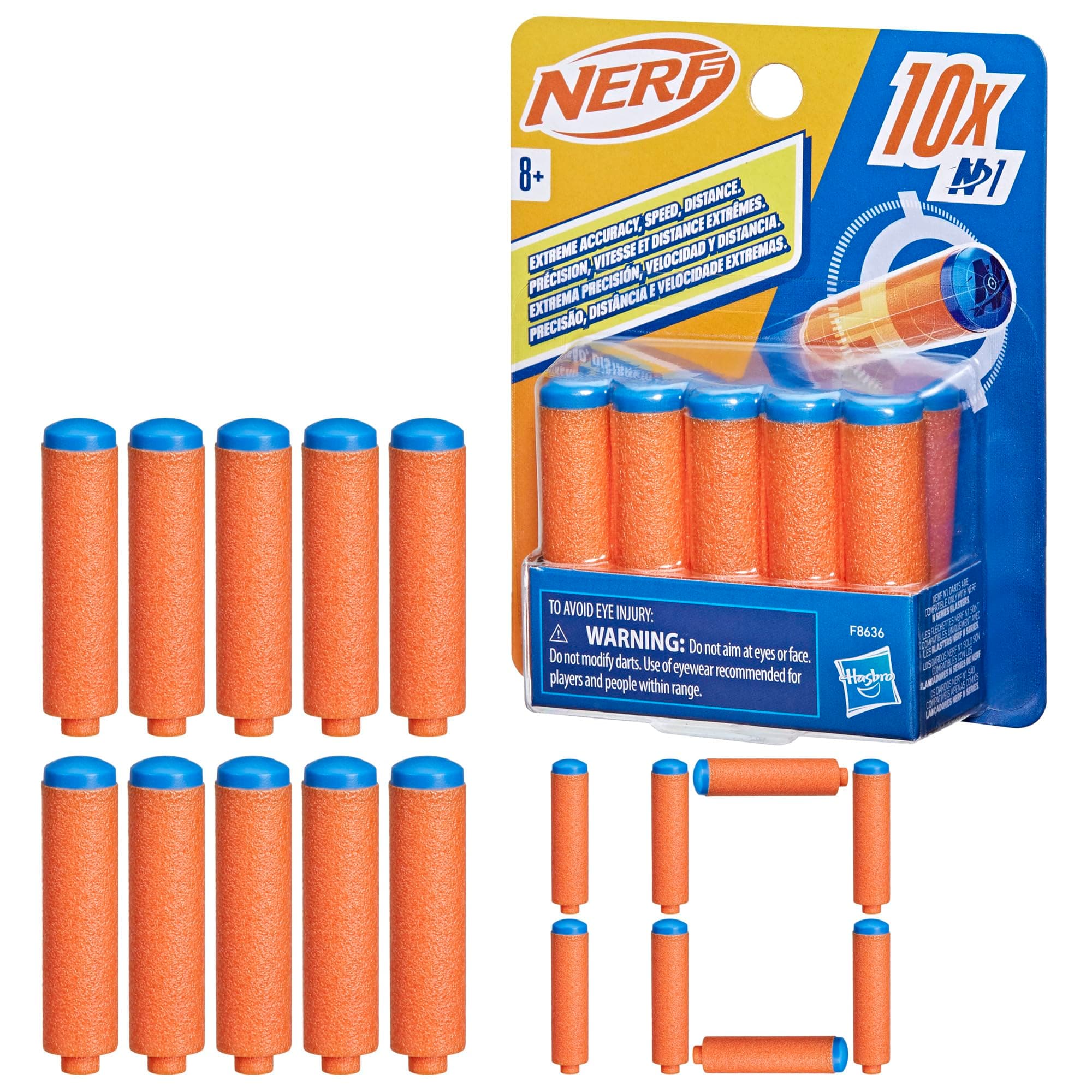 N Series N1 Darts, Includes 10 Refill Darts, Compatible Only with Nerf N Series Blasters, Outdoor Games, Ages 8+
