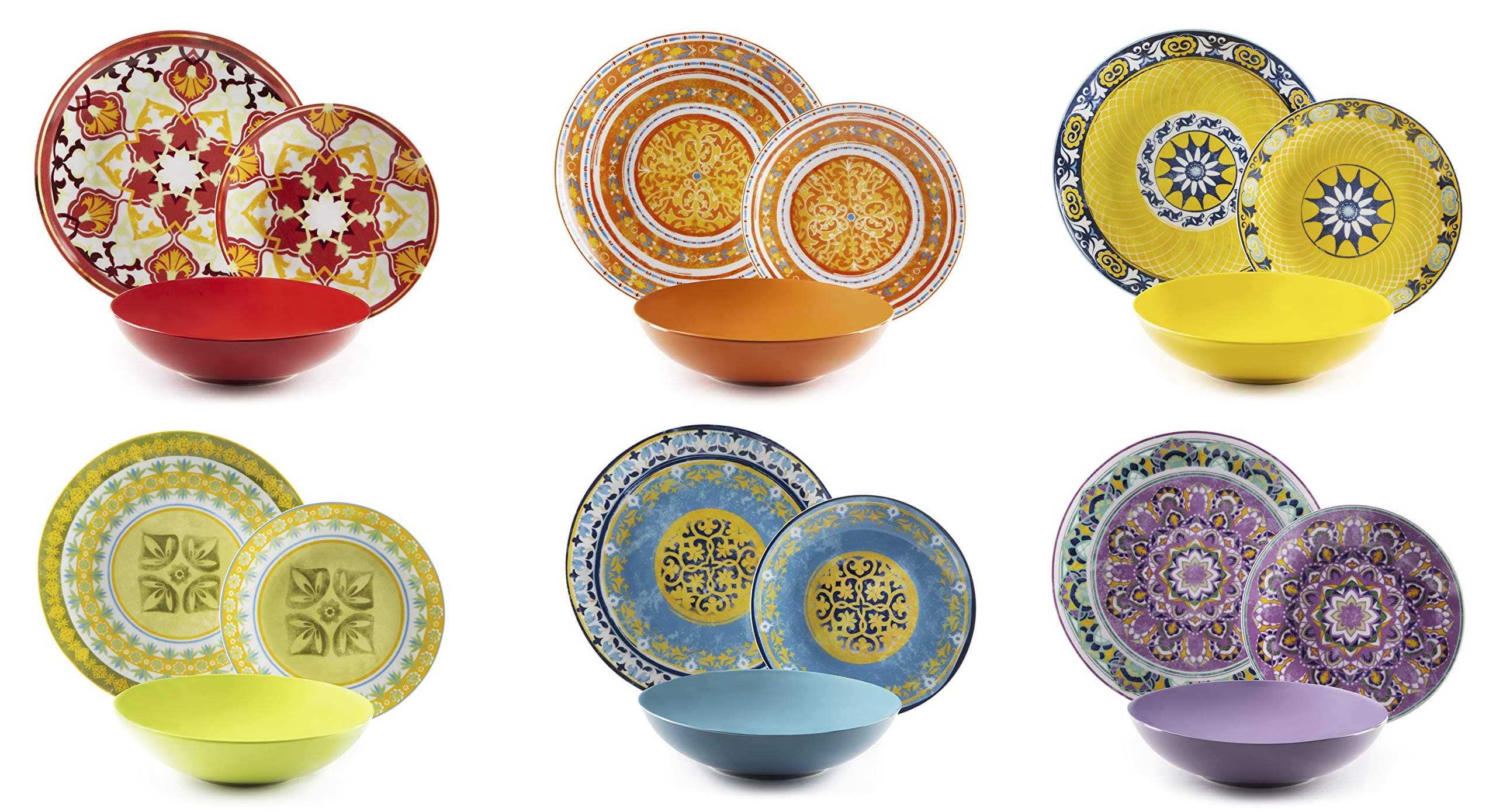 Excelsa ETNO Chic Porcelain Dinner Set, Multi-Colour, 21-Piece