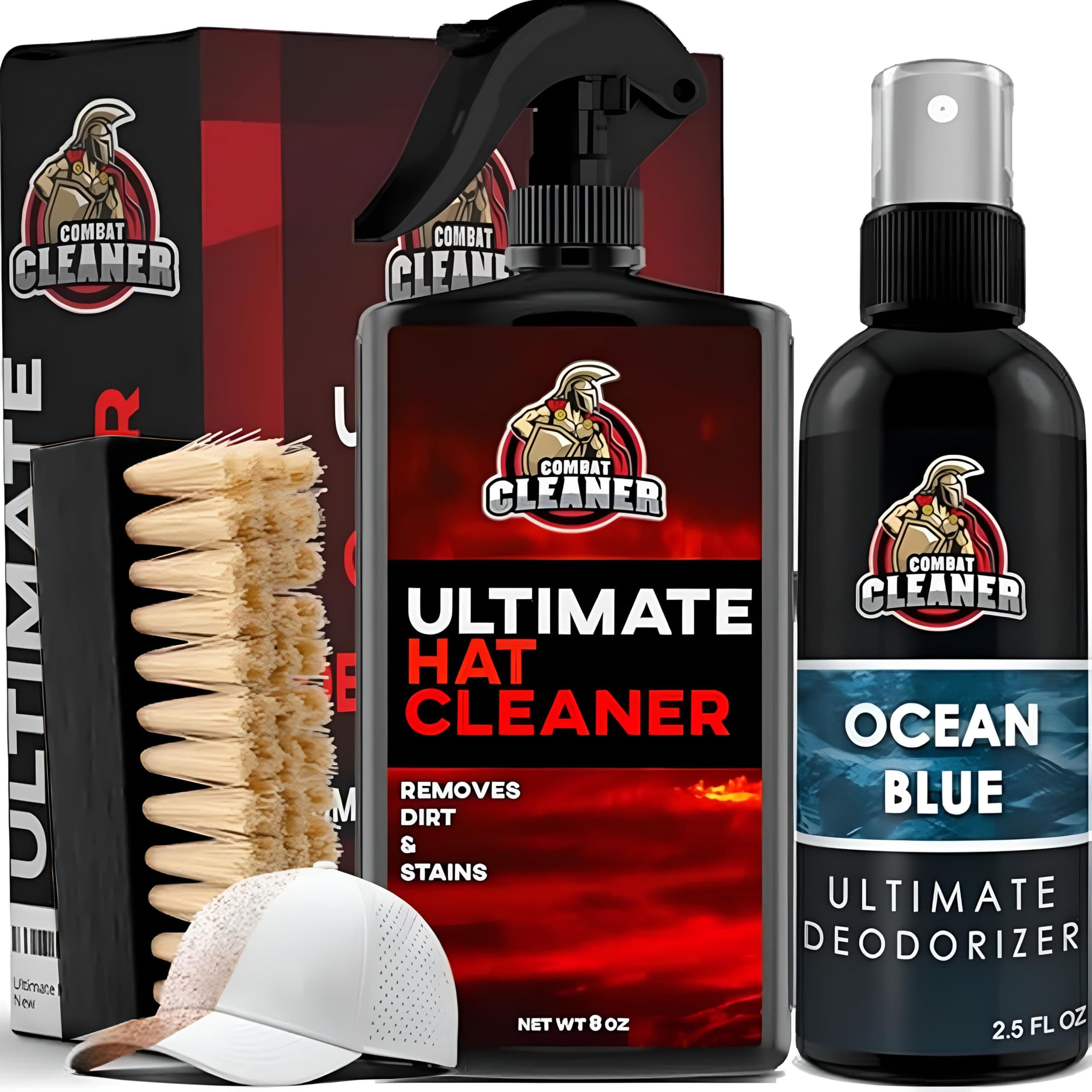 Combat Cleaner Ultimate Hat Cleaner Kit + Hat Deodorizer Spray + Premium Brush