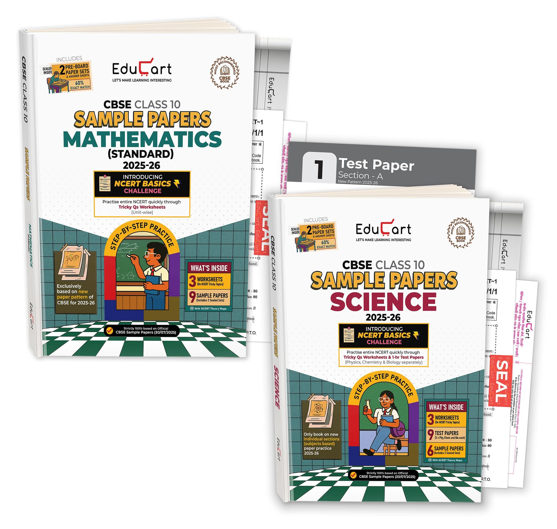 Educart CBSE Sample Paper Class 10 2025-26 - Science & Mathematics Standard (Introducing exclusive step-by-step new practice concept on 2026 pattern) Set of 2 Books