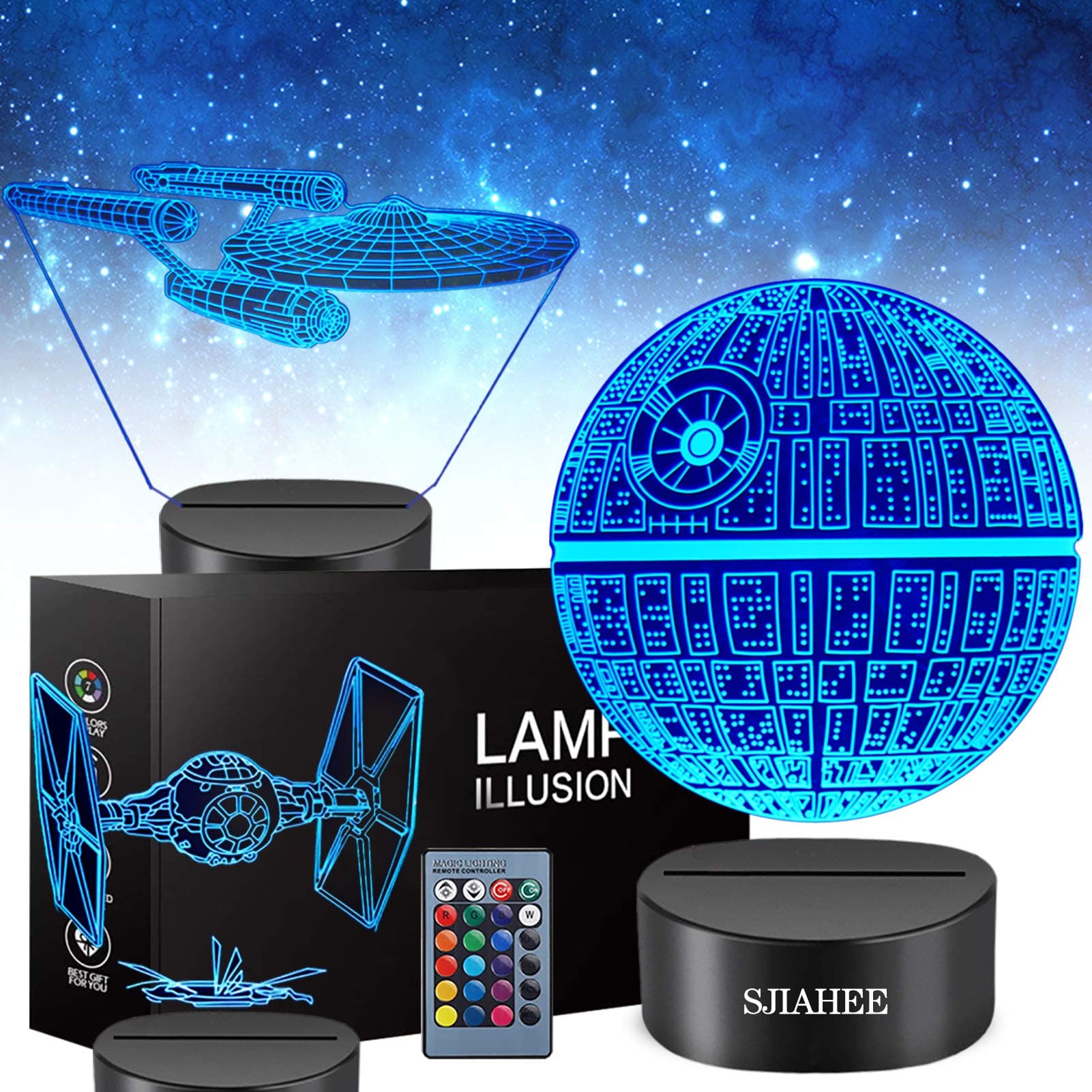 3D Star Wars Lamp -3 Patterns Night Light with Timing Remote Control and 16 Color Changing Decor lamp, Star Wars Toys Birthday and Christmas Gifts for Boys Men Kids Fans