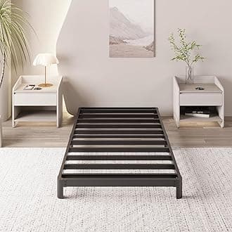 Yicensen 4 Inch Twin Bed Frame Low Profile No Box Spring Needed, Heavy Duty Metal Twin Size Platform Bed Frame with Rounded Corner Legs, Easy Assembly, Noise Free, Black