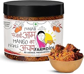 FarmDidi Punjabi Mango Pickle In Fresh Mango Pickles Homemade 325g | Preservative free Indian Aam ka Achar homemade | Authentic Less Oil Pickle Mango aachar Dry aam Ka Achaar in Homemade pickles
