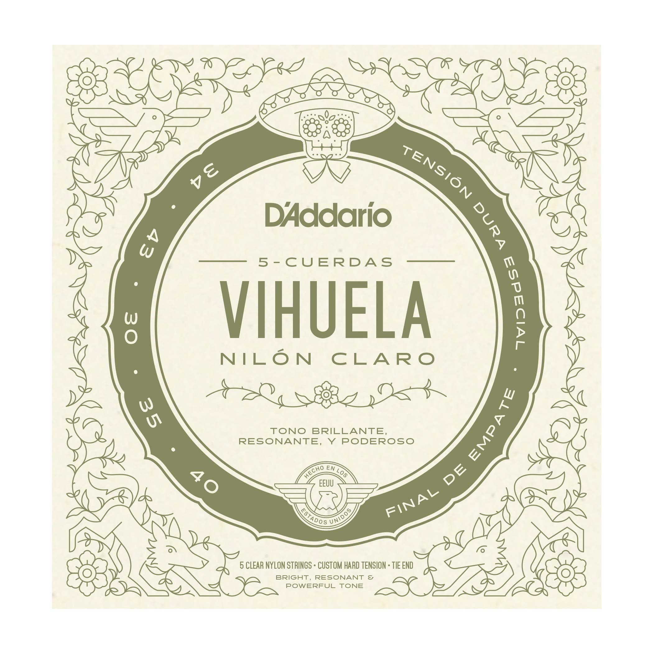 D'AddarioMV10C Vihuela Custom Hard Tension Strings