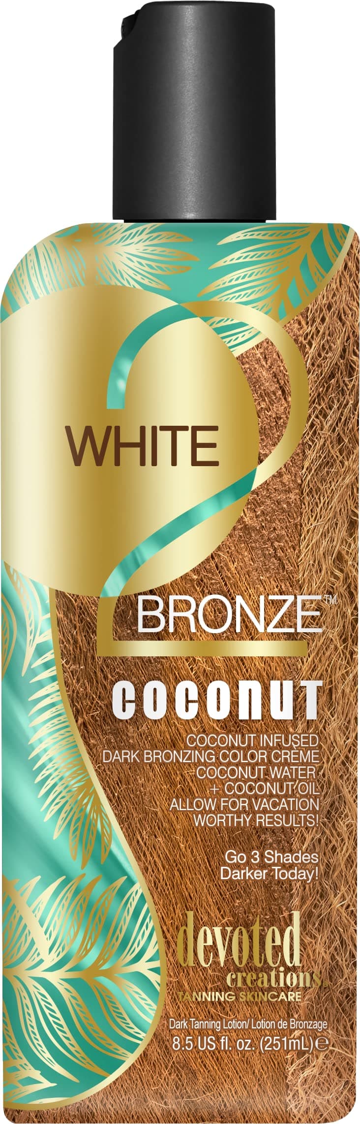 Devoted Creations White 2 Bronze Coconut Dark Bronzing Tanning Lotion 251ml