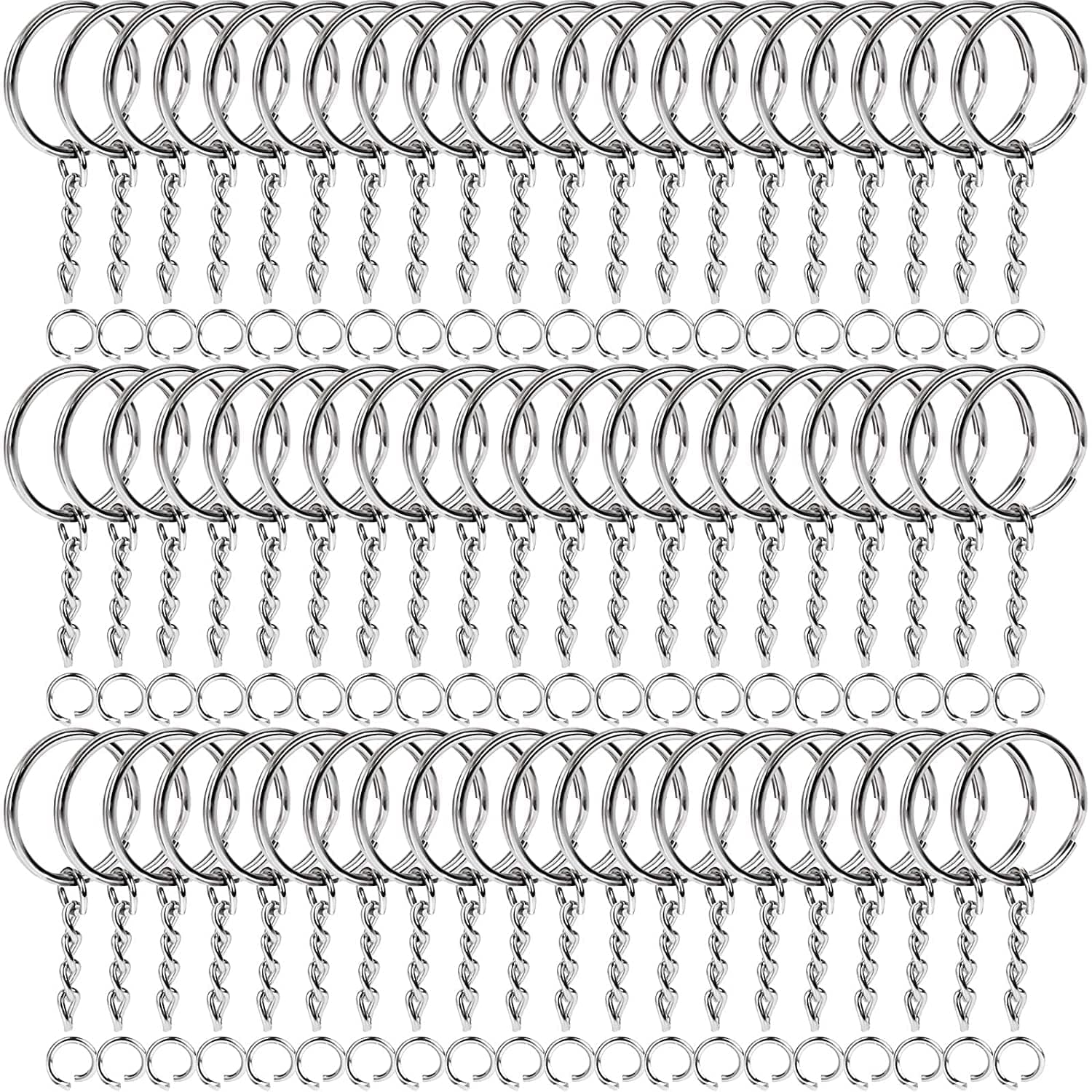 Evaluemart 25mm Open Jump Ring Connector Key Case (Silver) Used for Organize Your Keys, Purse Making Paracord Keychains and Also Used for DIY Crafts (Pack of 60)