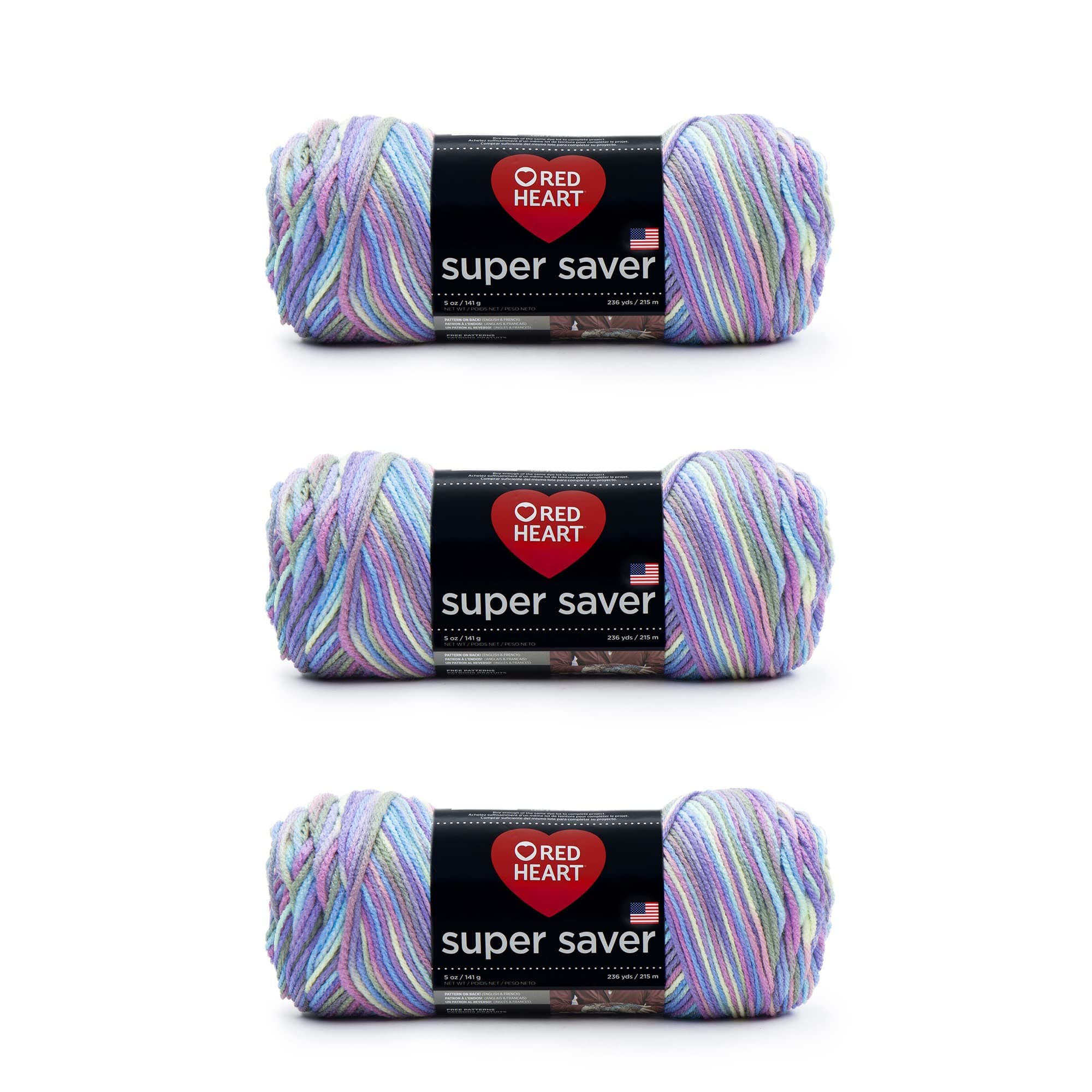 Red Heart Super Saver Yarn, 3 Pack, Monet 3 Count