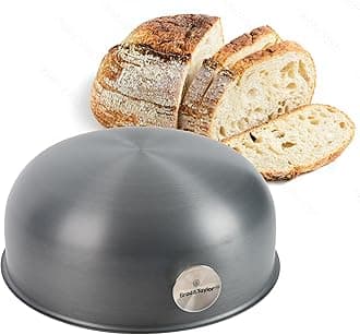 Baking Shell (Boule), Ultra-Light Alternative to Bread Cloche/Dutch Oven, No Preheating Needed, Sourdough Baking Shell for Crispy Crust and Even Baking, Easy to Clean, Aluminium, Grey