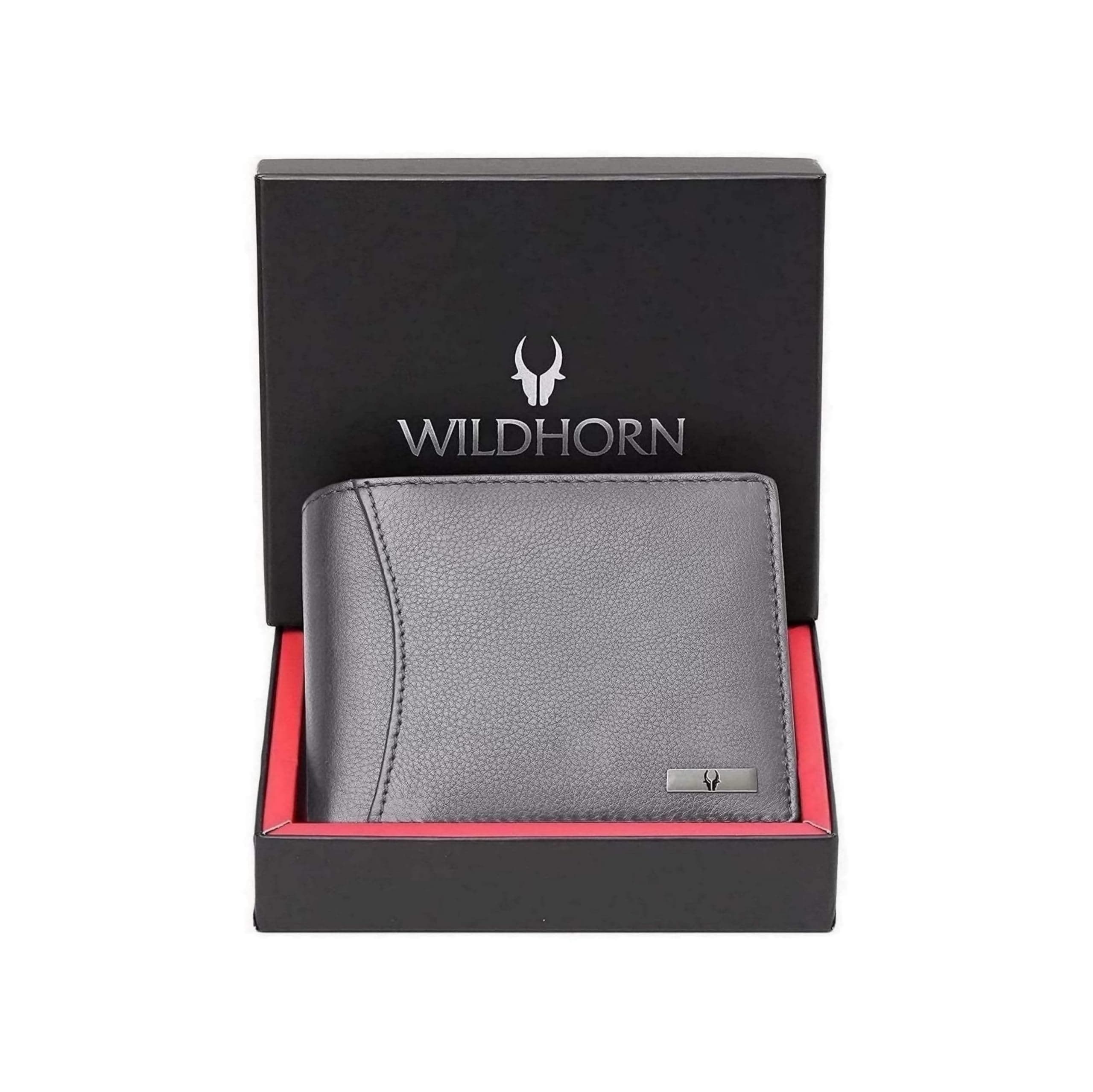 WildHorn Rfid Protected Leather Wallet For Men, Grey
