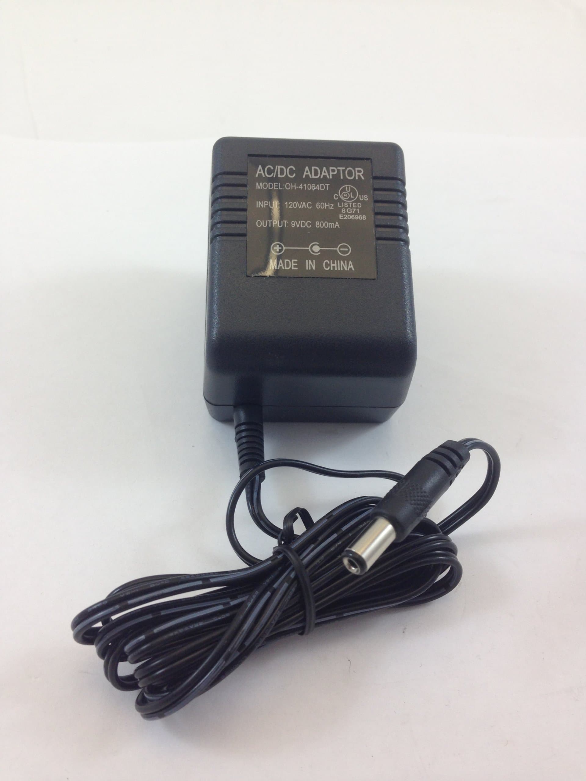 AC-DC ADAPTER 9VOLTS DC @ 800mA 2.1mm DC POWER PLUG NEGATIVE CENTER