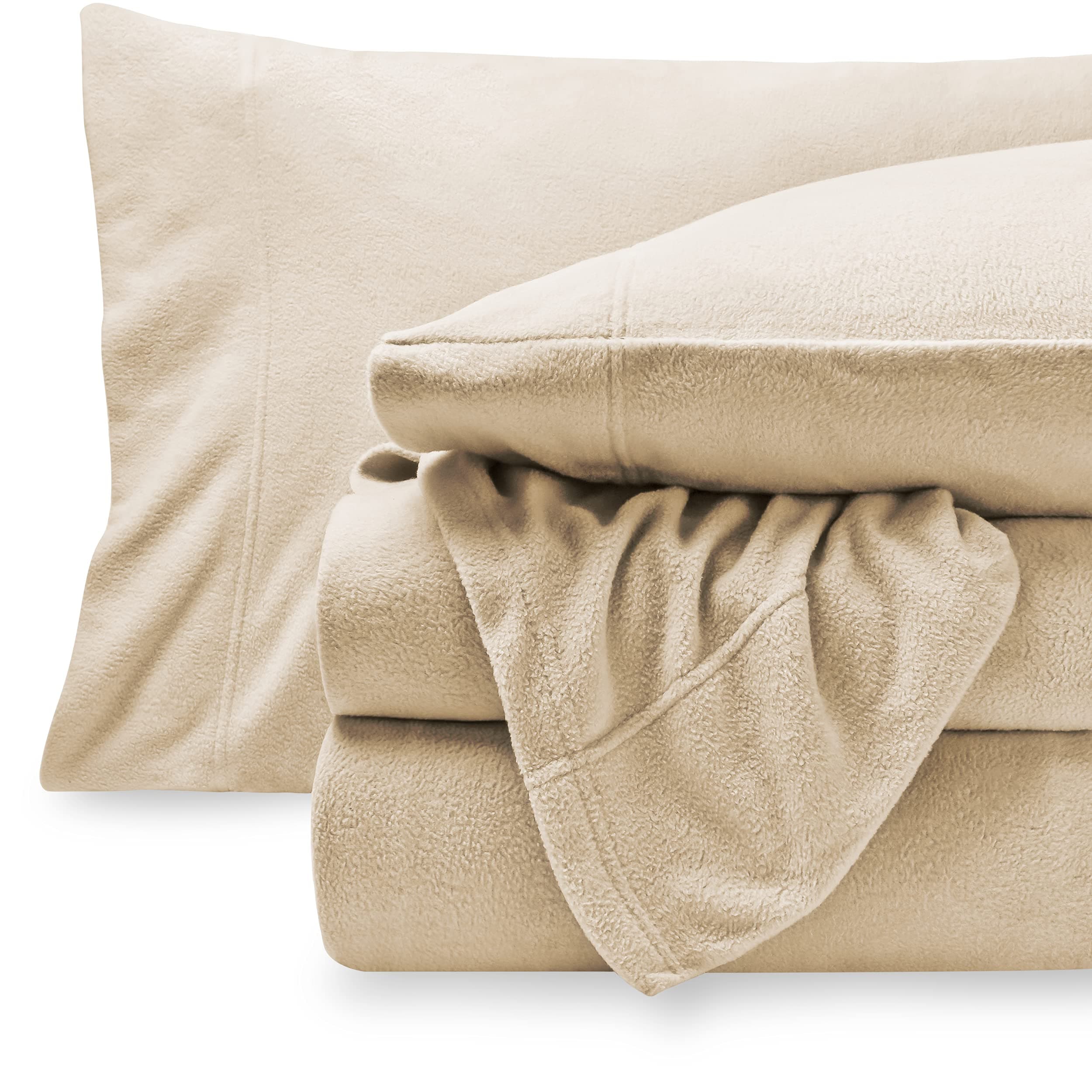 Bare Home Super Soft Fleece Sheet Set - Full Size - Extra Plush Polar Fleece, No-Pilling Bed Sheets - All Season Cozy Warmth (Full, Sand)