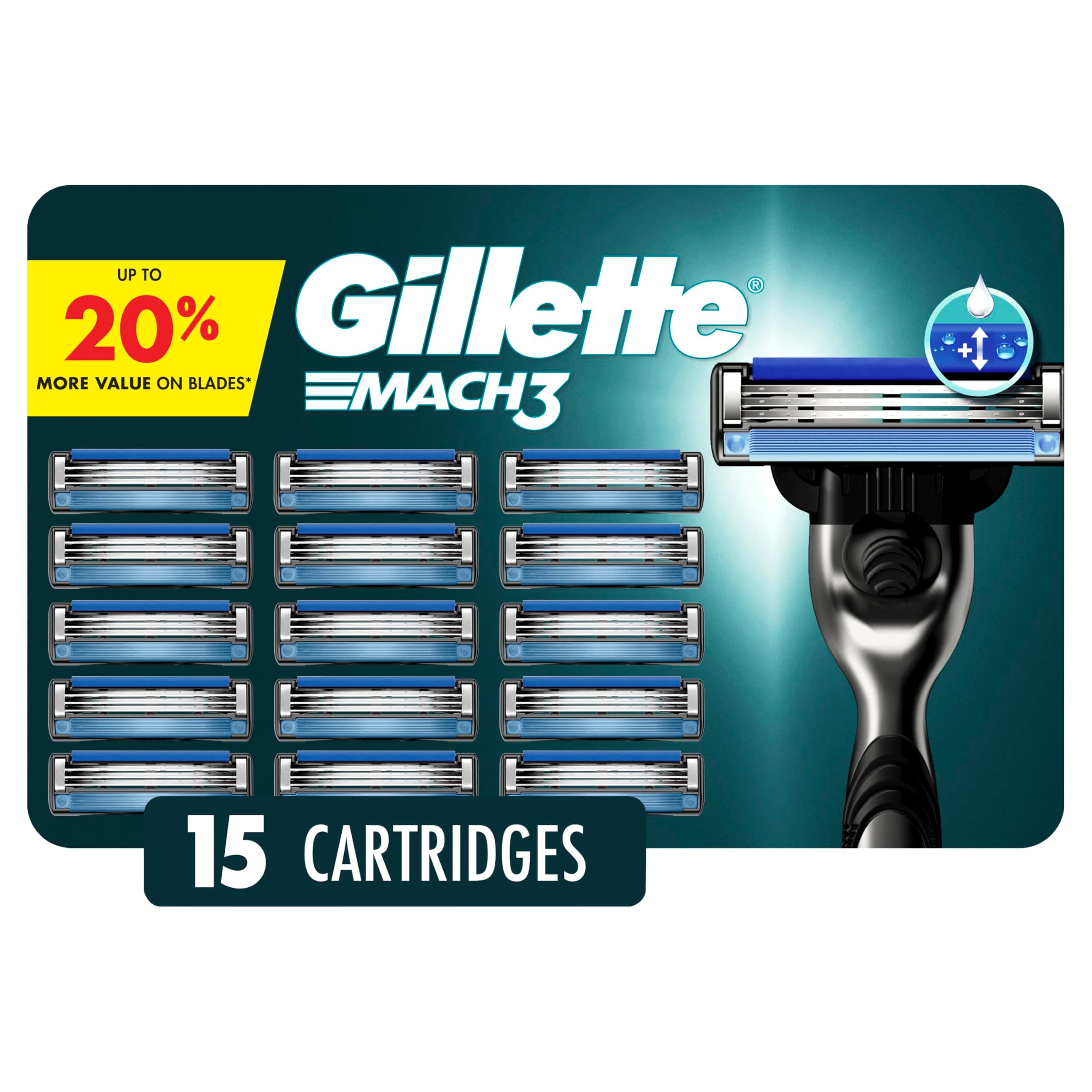 Mach3 Razor Refills for Men, 15 Razor Blade Refills