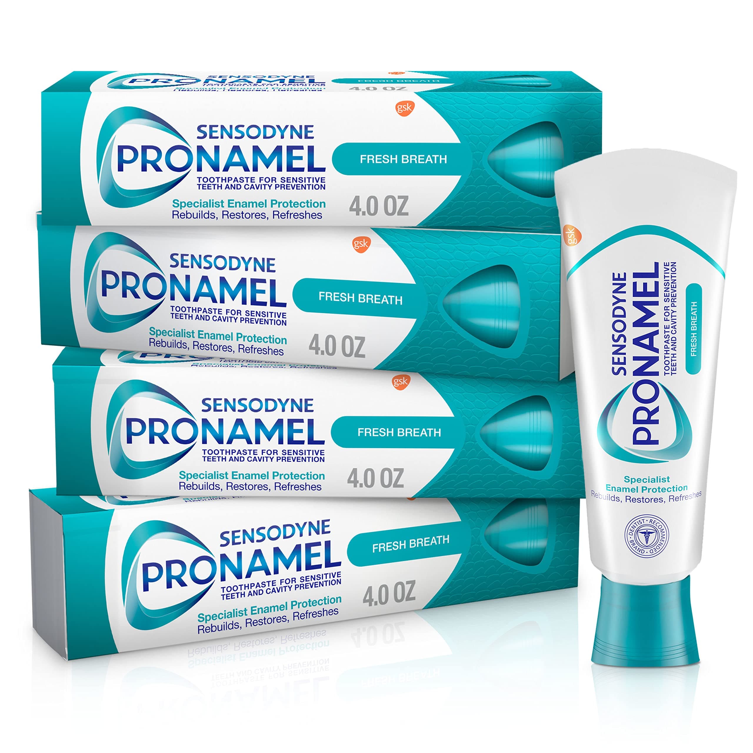 Fresh Breath Enamel Toothpaste for Sensitive Teeth and Cavity Protection, Fresh Wave - 4 oz (4 Pack)