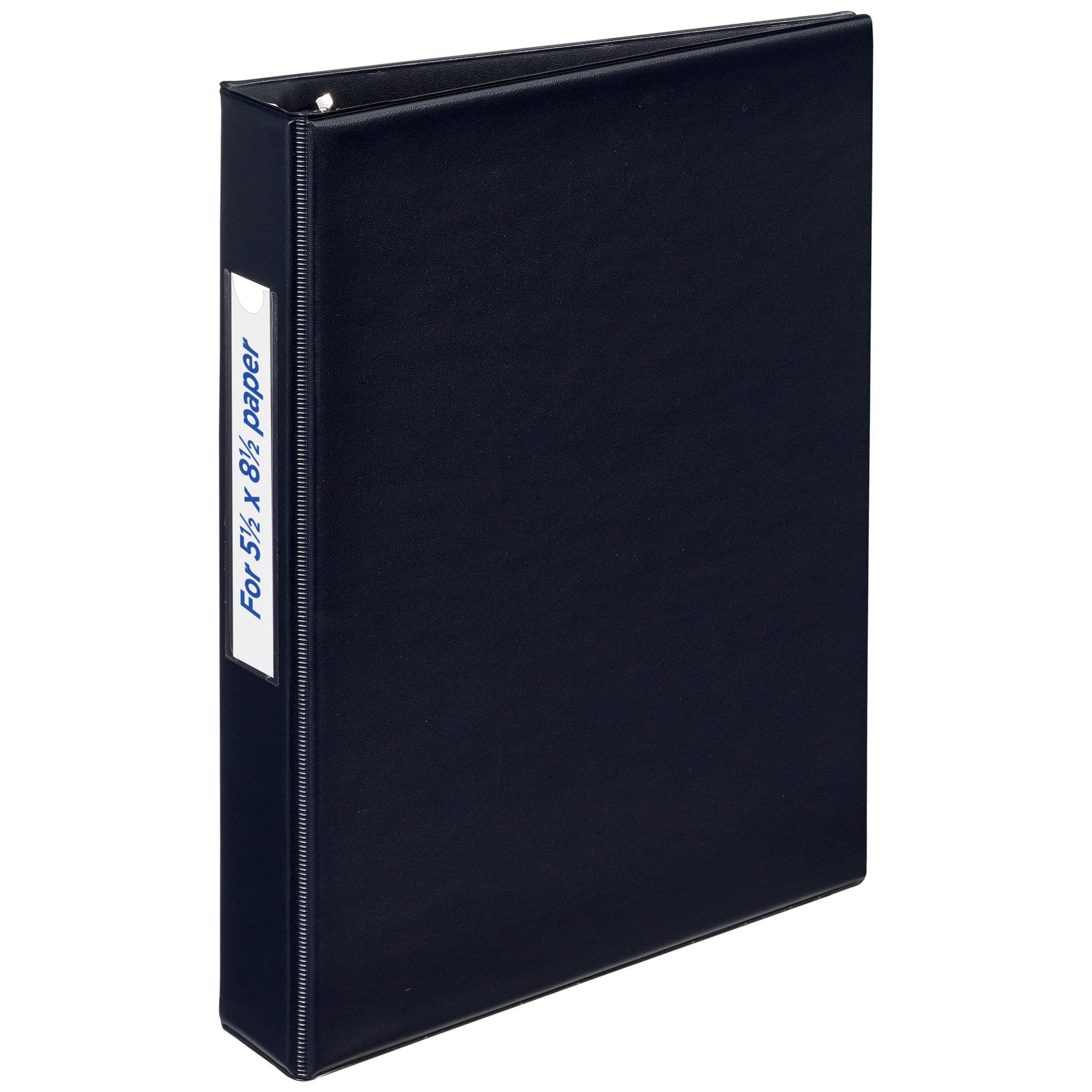 Mini Durable 3 Ring Binder, 1" Round Rings, Holds 5-1/2" x 8-1/2" Paper, Spine ID Label Holder, 1 Black Binder (27257)