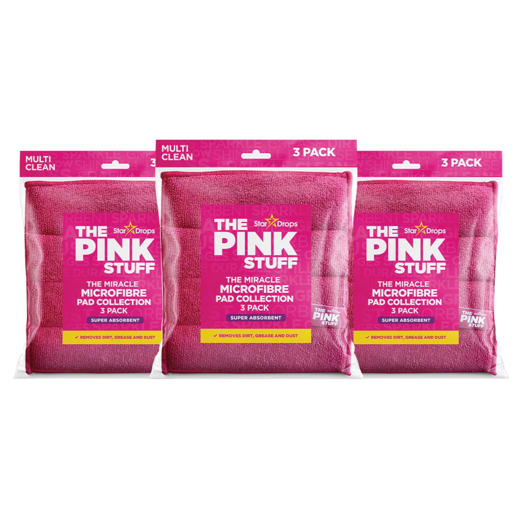 The Pink Stuff Miracle Microfibre Pad Collection – Durable, Dual-Sided Scrubbing & Cleaning Pads for Tough Stains and Everyday Messes (9-Pack)