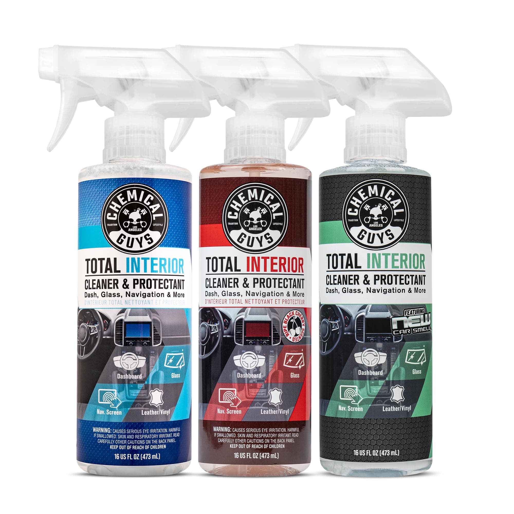 Total Interior Sprayable Cleaner and Protectant Multi-Scent 3 Pack (Fresh, Black Cherry & New Car), Safe for Cars, Trucks, SUVs, Jeeps, Motorcycles, RVs & More, (3) 16 fl oz Bottles