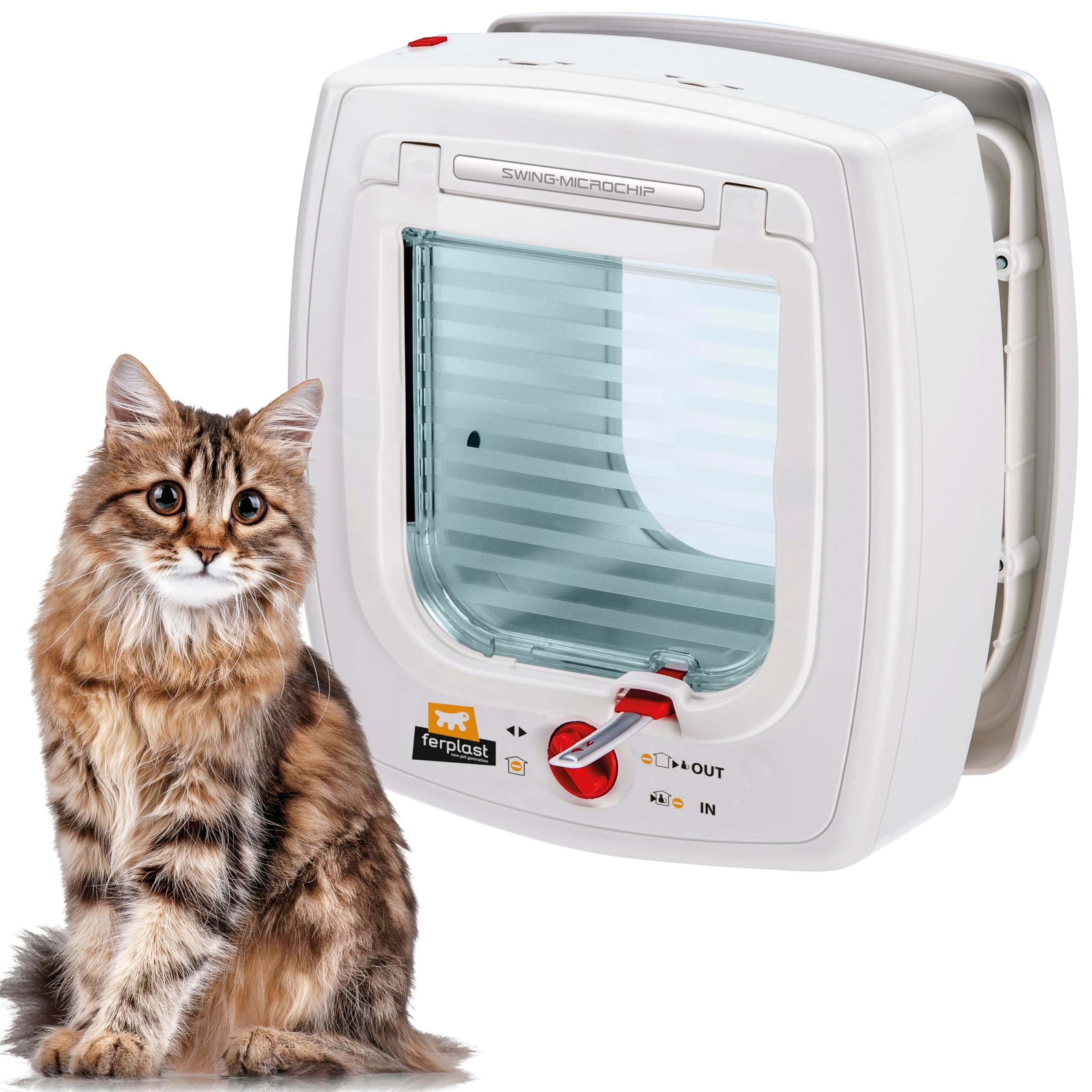 FerplastSwing Cat Flap with Microchip, White, 22.5 x 16.2 x 25.2 cm