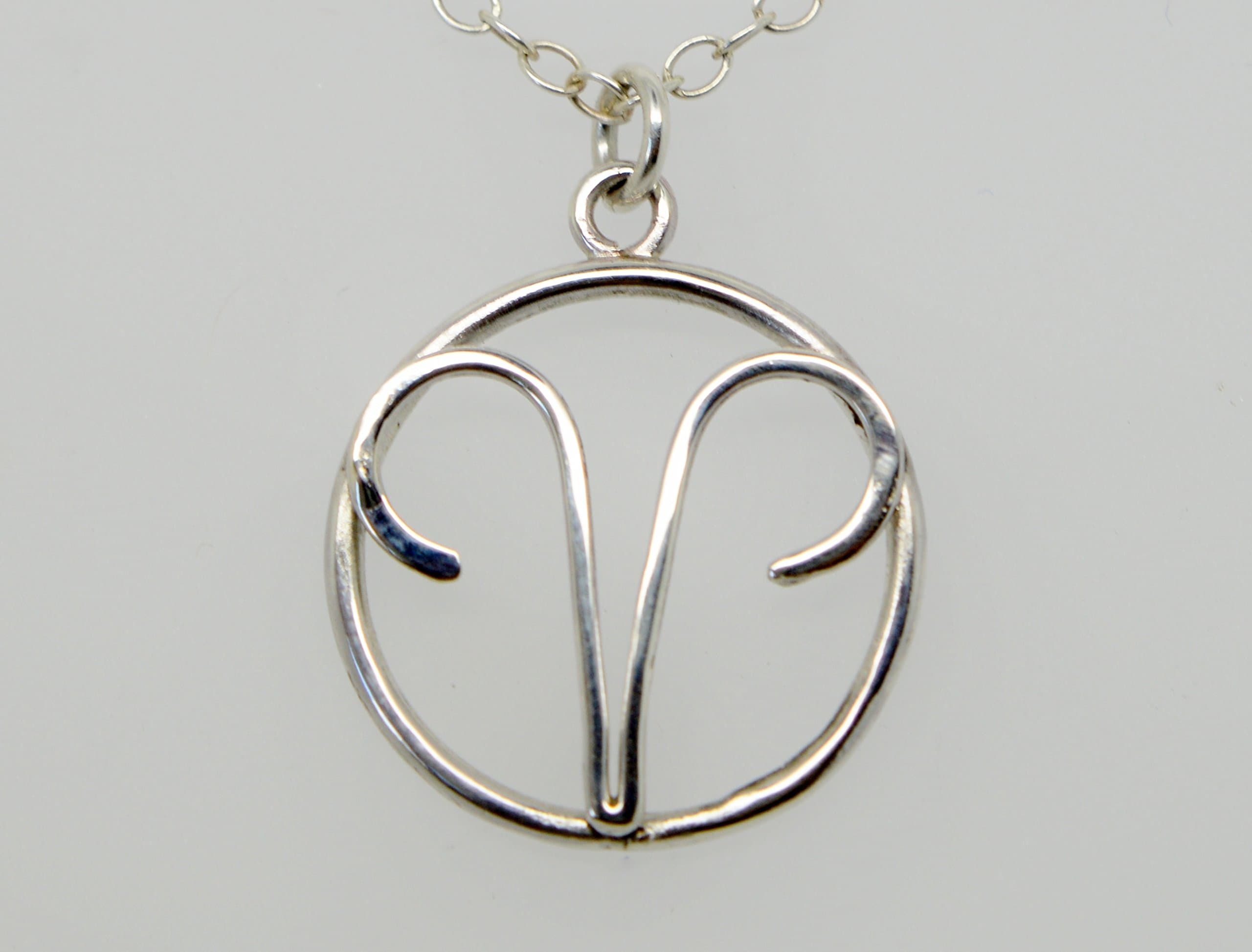 Aries zodiac necklace sterling silver.