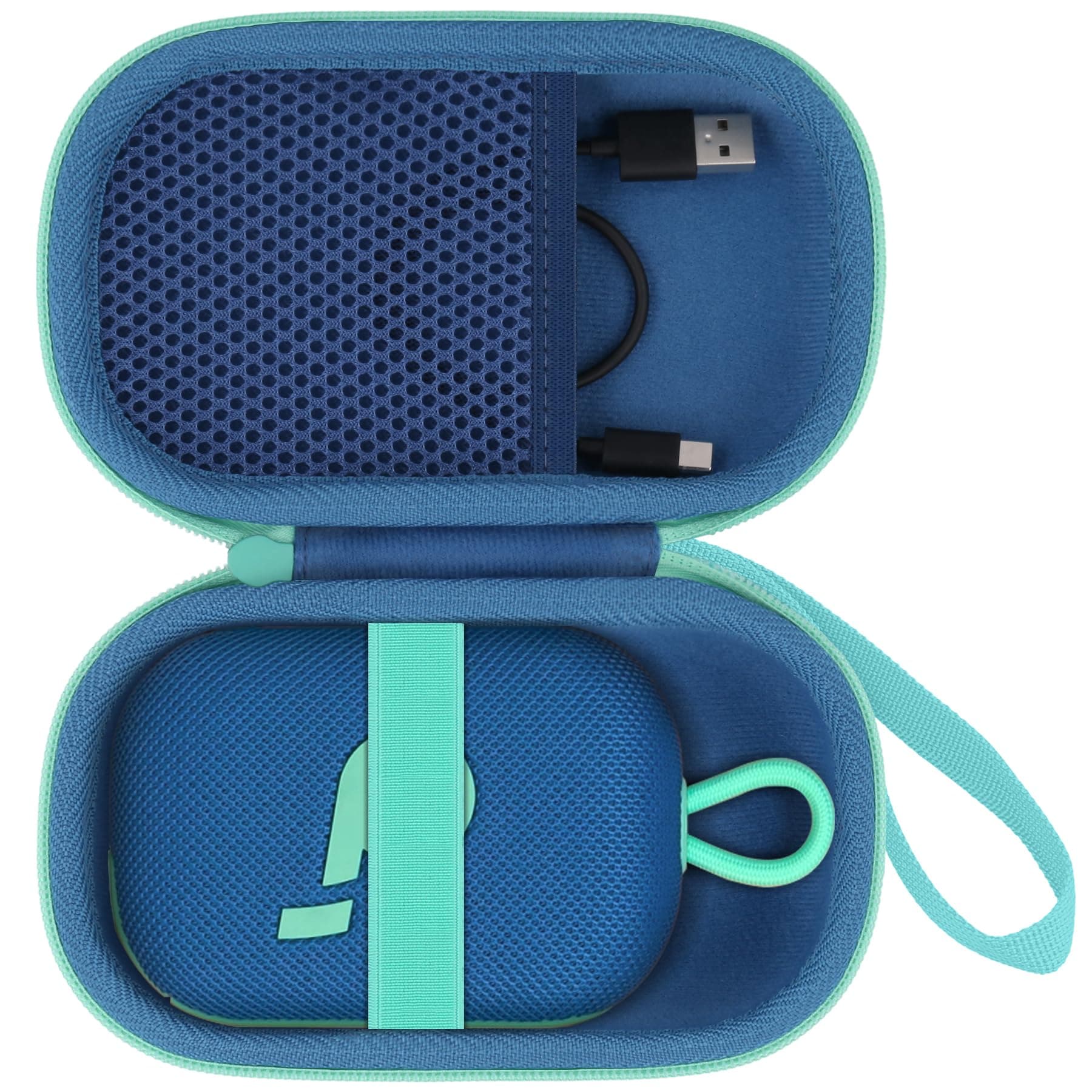 for Anker Soundcore Select 4 Go Bluetooth Speaker Hard Protective Case, Portable Travel Case Replacement (Blue Case + Teal Zipper)