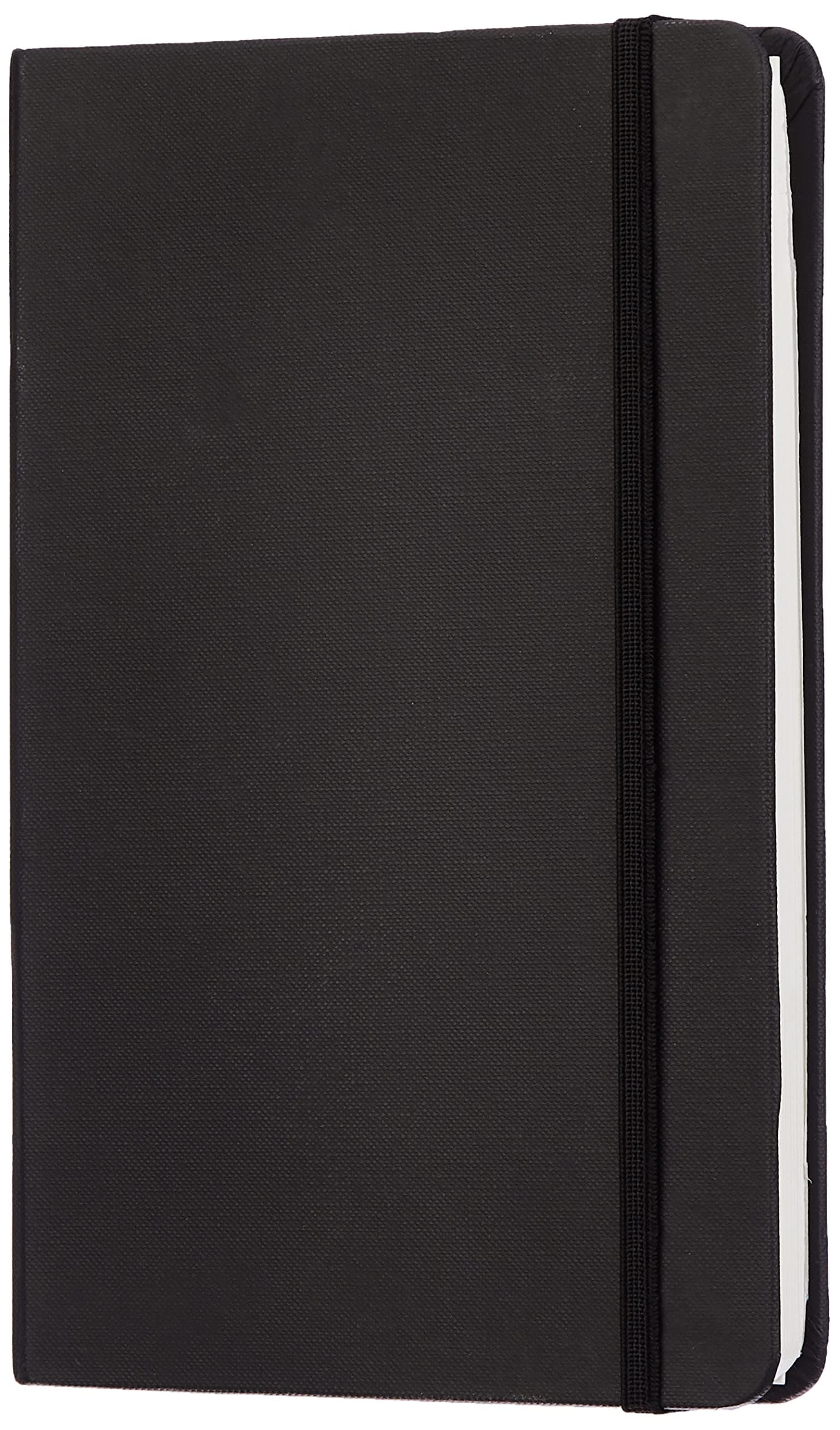 Classic Black Casebound Notebook with Elastic Closure, Blank/Plain, 240 Pages, Large 13.4 x 1.7 x 21 cm