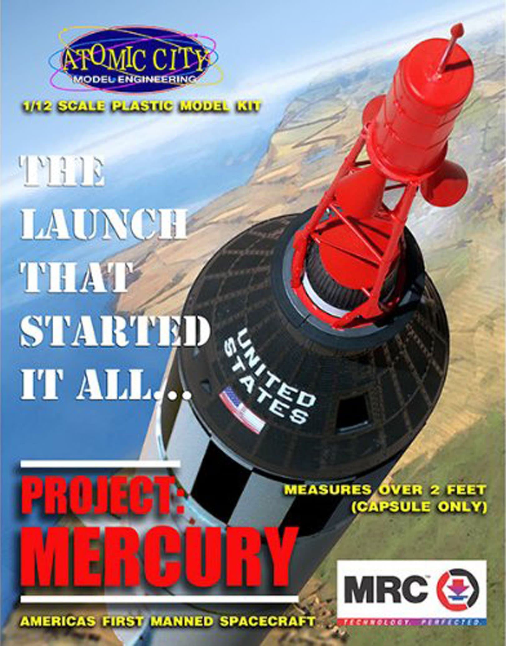 MRC Academy #0062001 Mercury Capsule Plastic Model Kit, 1/12 Scale, 0.5 Liters, Black