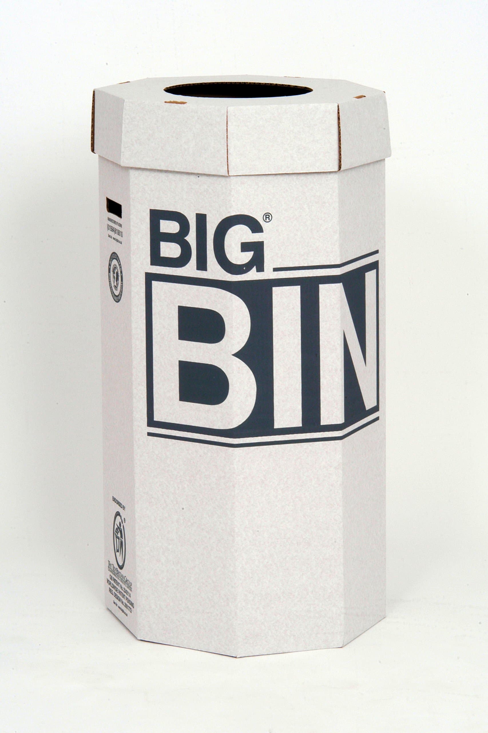 OfficeForce Big Bin Waste & High Volume Recycling Office Bin (Pack of 5) with FREE Re-Usable sample - Made in the UK for a lower carbon footprint