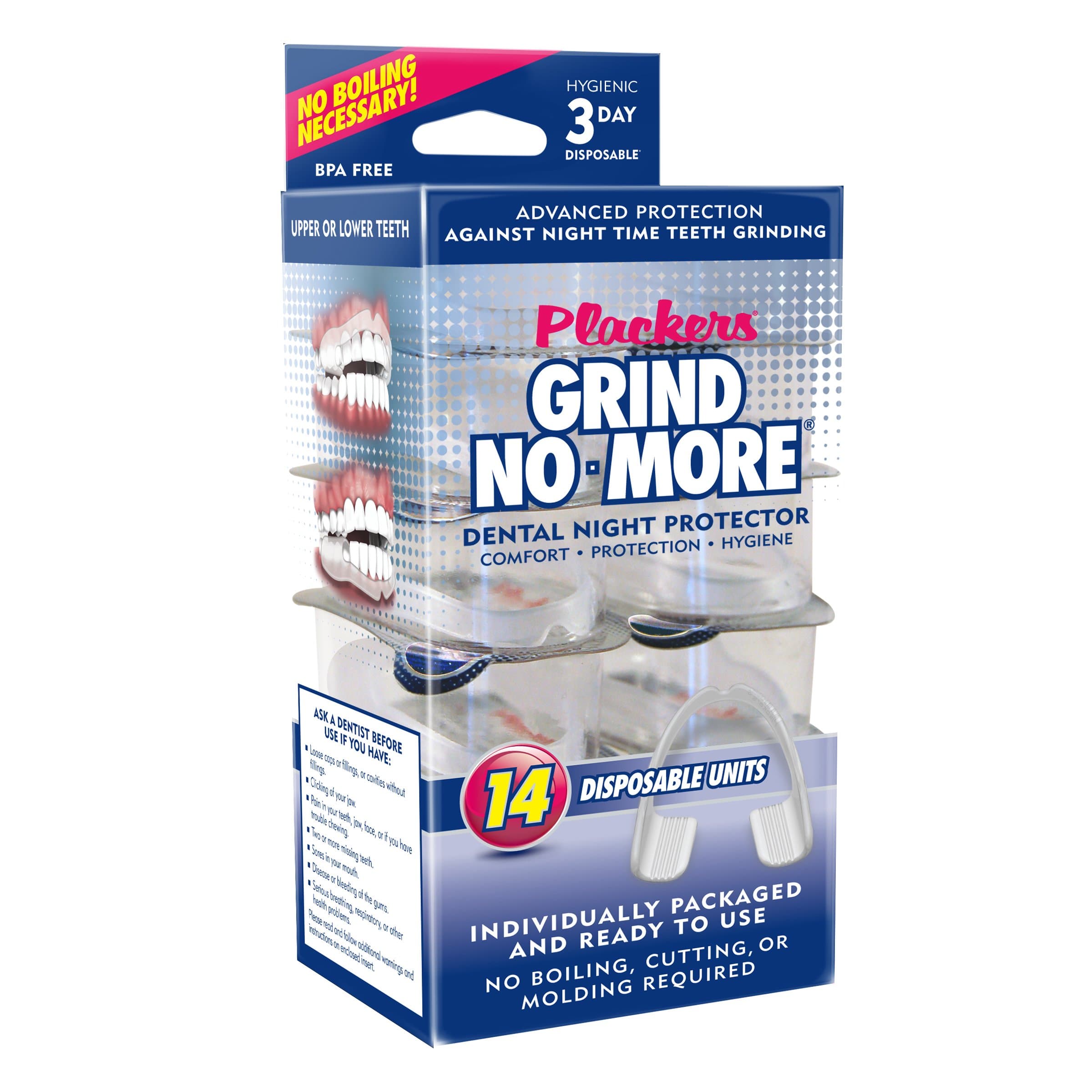 Plackers Ground Bruxism Protective Night Use Use 14 Pieces