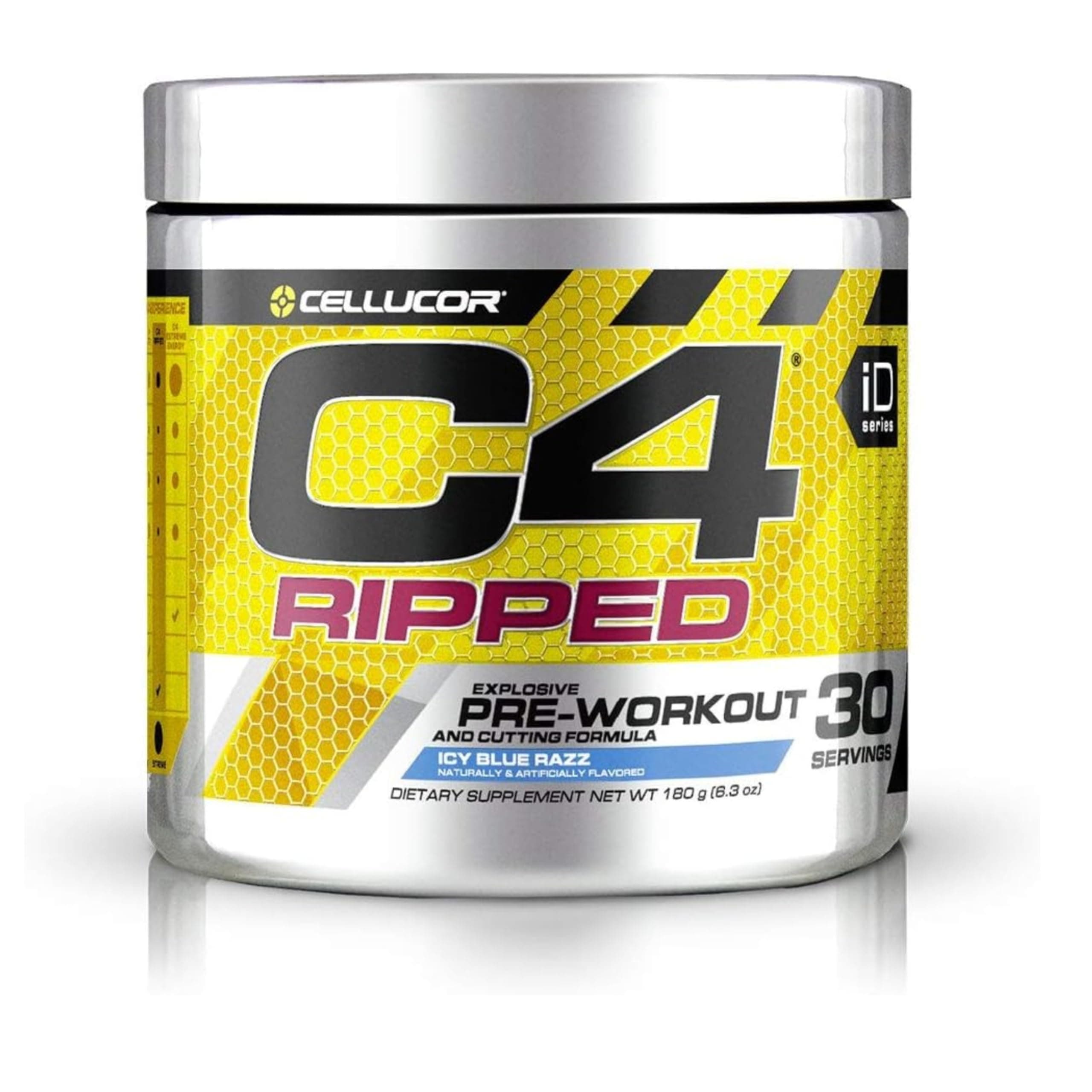 Cellucor C4 Ripped Explosive Pre-Workout - Icy Blue Razz - 30 Servings 180 Gm