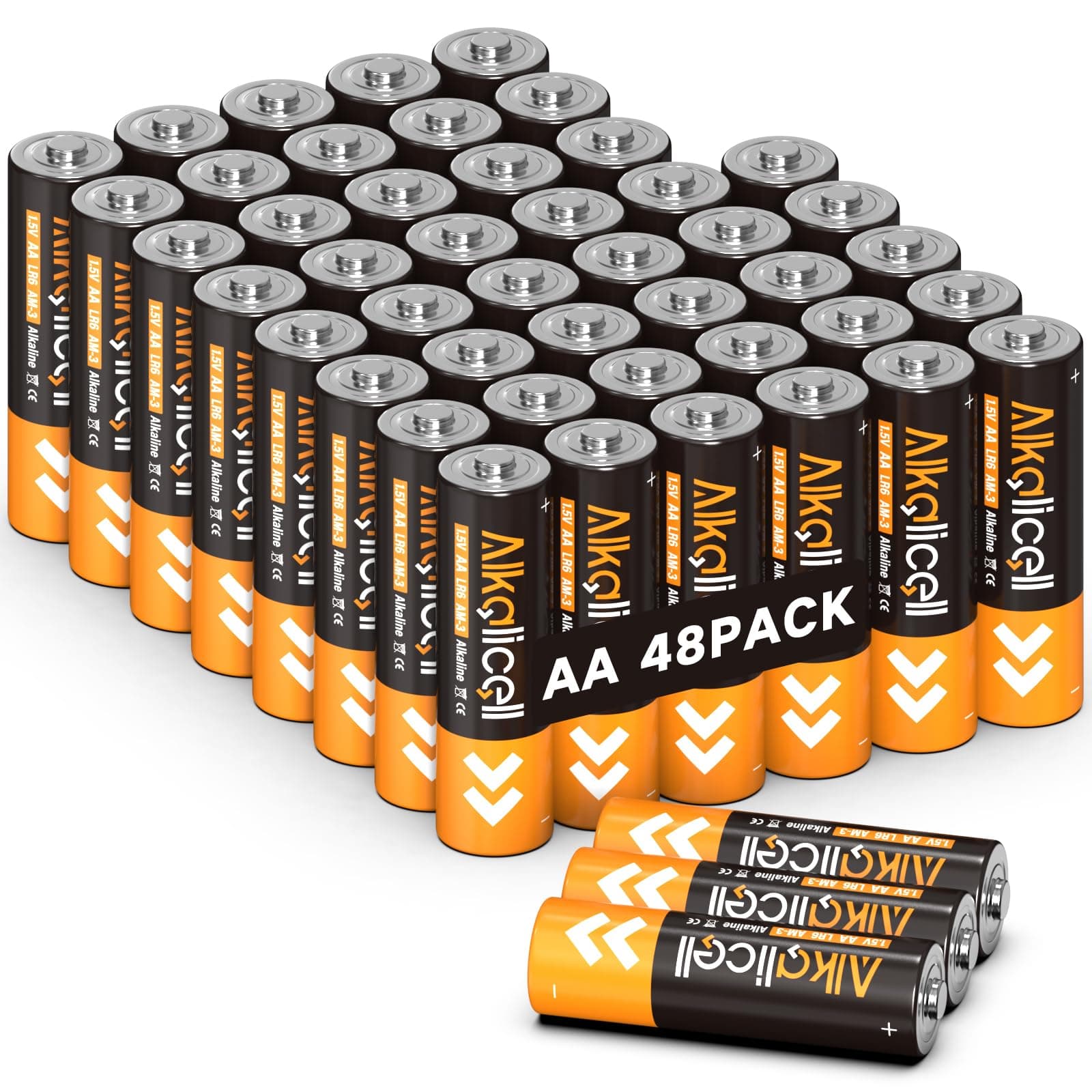 AA Batteries, Double A Battery for Alarm Clock, Xbox Controller, 48 Count Pack Household Batteries LR6